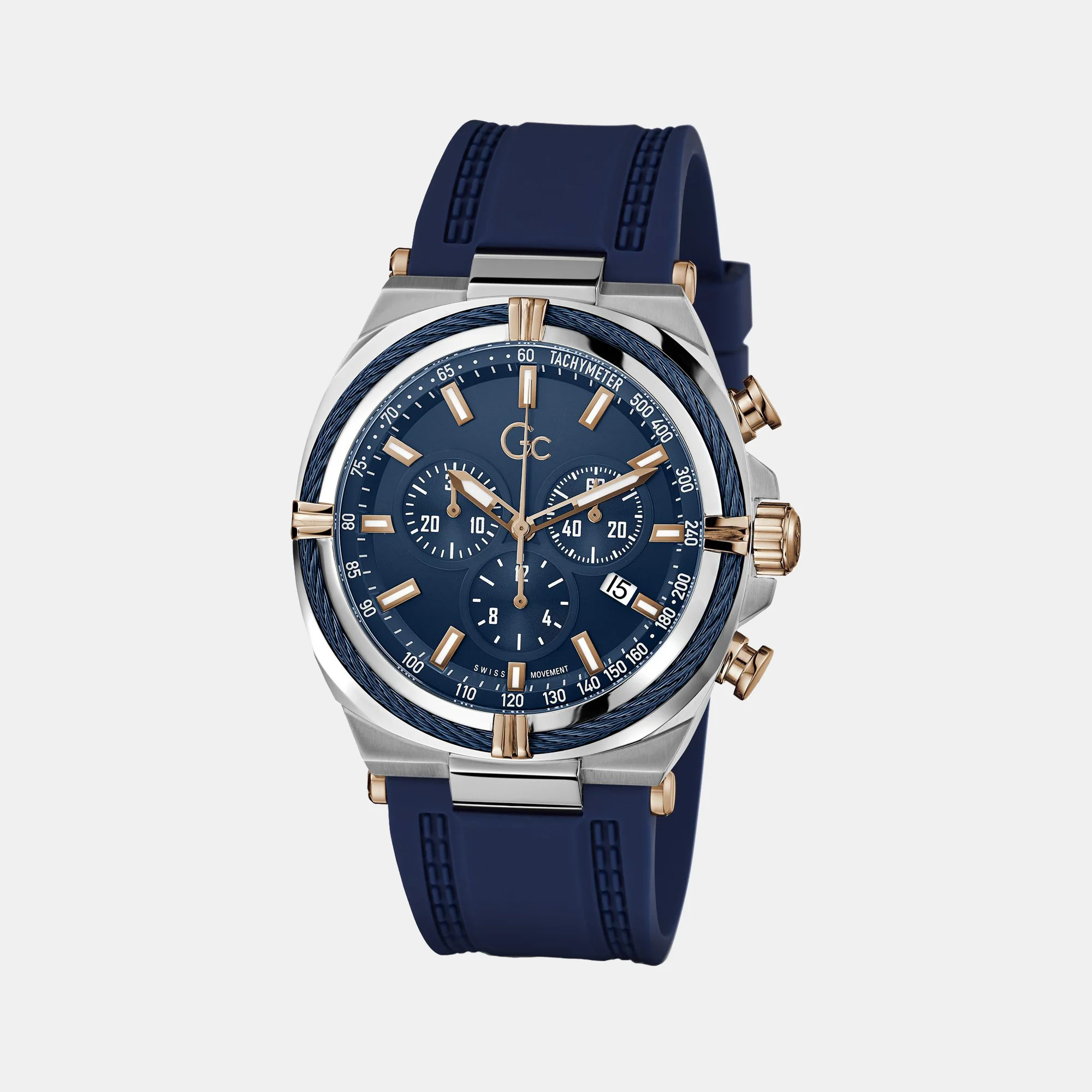 IronClass Chrono Men Quartz Blue Dial Chronograph Silicone Watch Z32003G7MF - Image 4