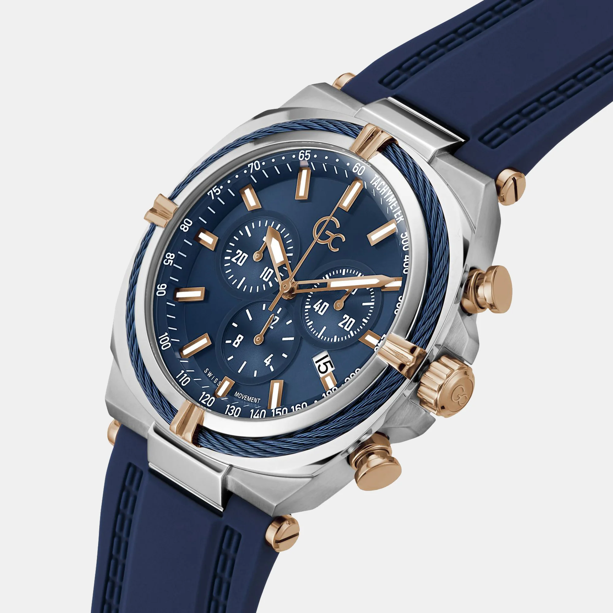 IronClass Chrono Men Quartz Blue Dial Chronograph Silicone Watch Z32003G7MF - Image 5