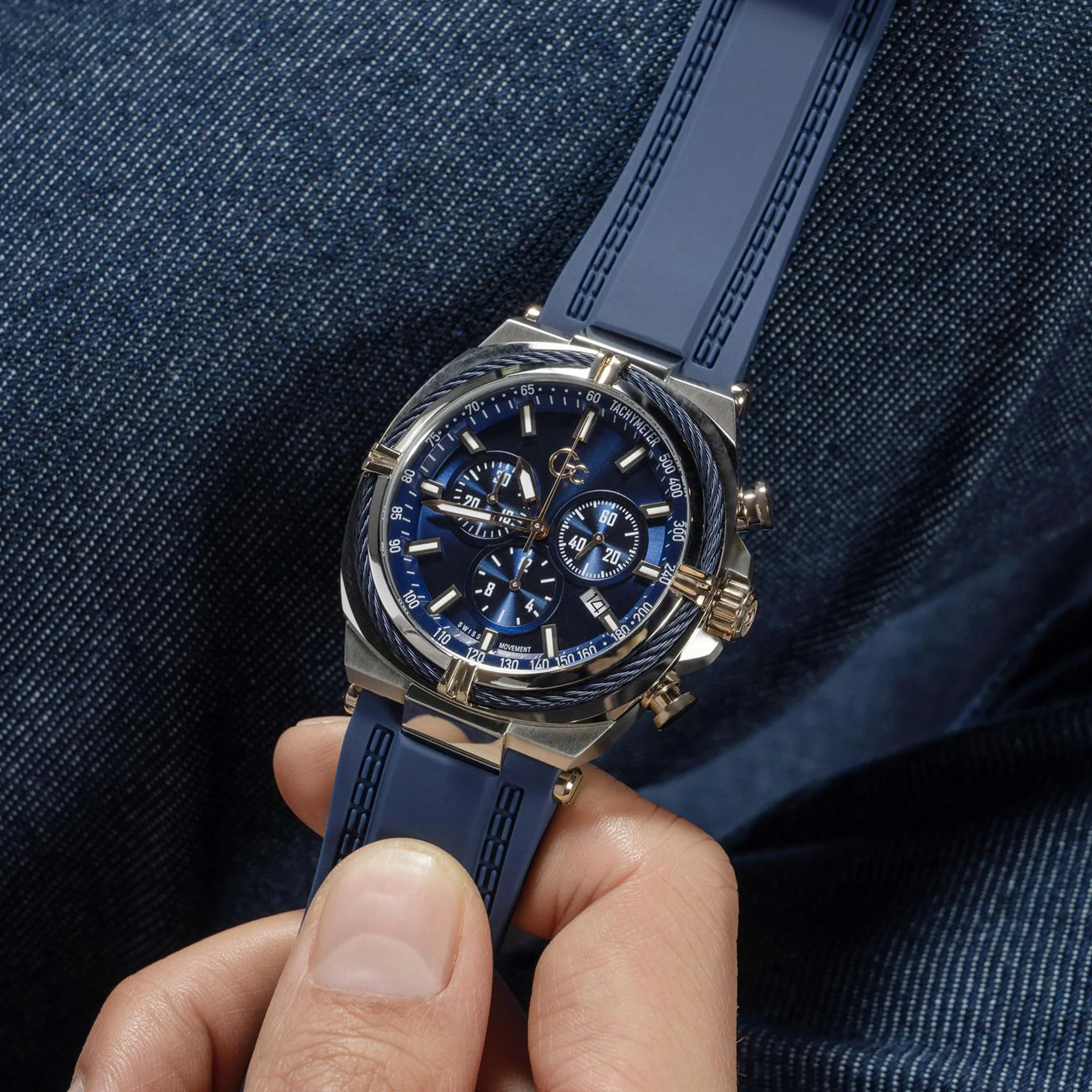 IronClass Chrono Men Quartz Blue Dial Chronograph Silicone Watch Z32003G7MF - Image 7