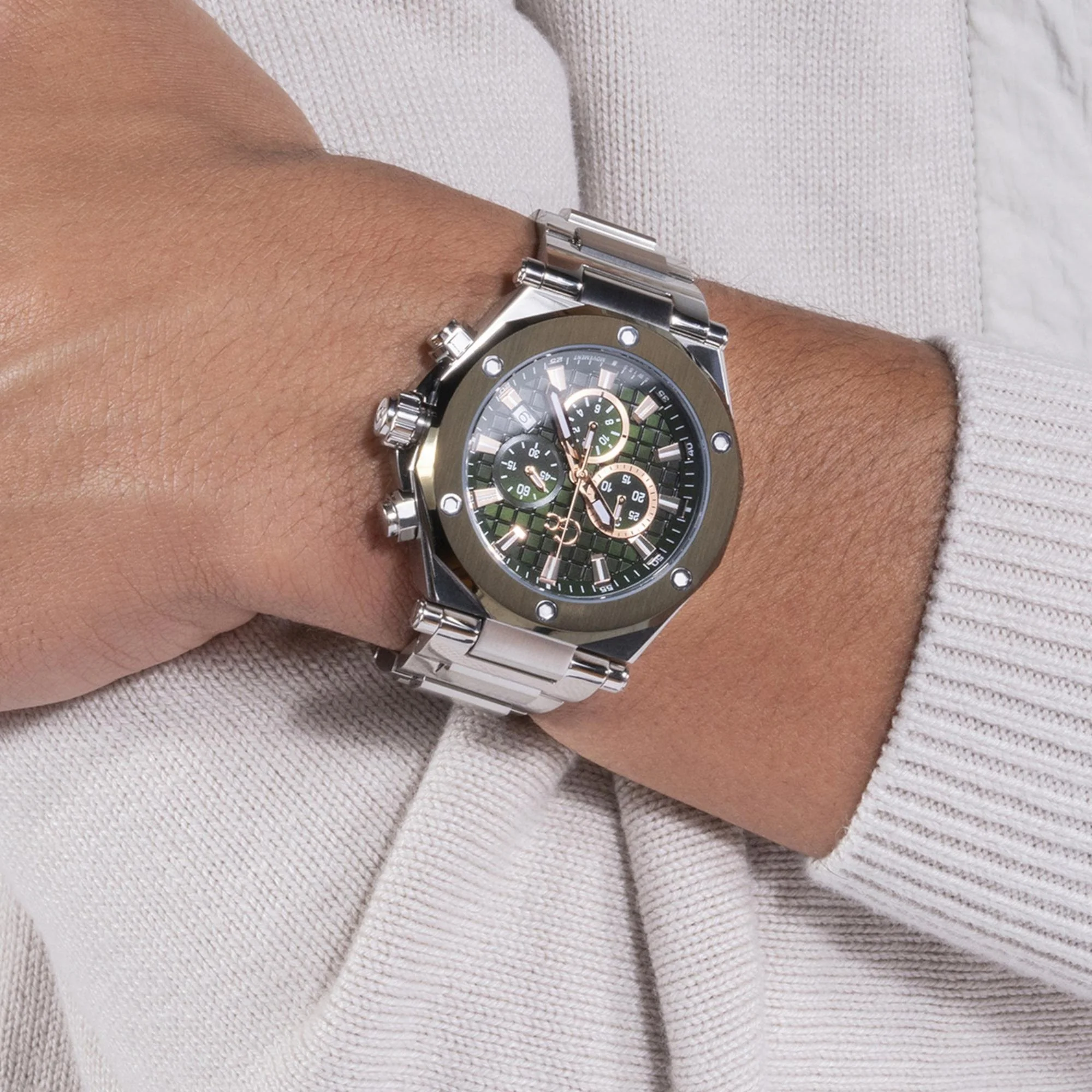Legacy Chrono Men Quartz Green Dial Chronograph Stainless Steel Watch Z18004G9MF - Image 6