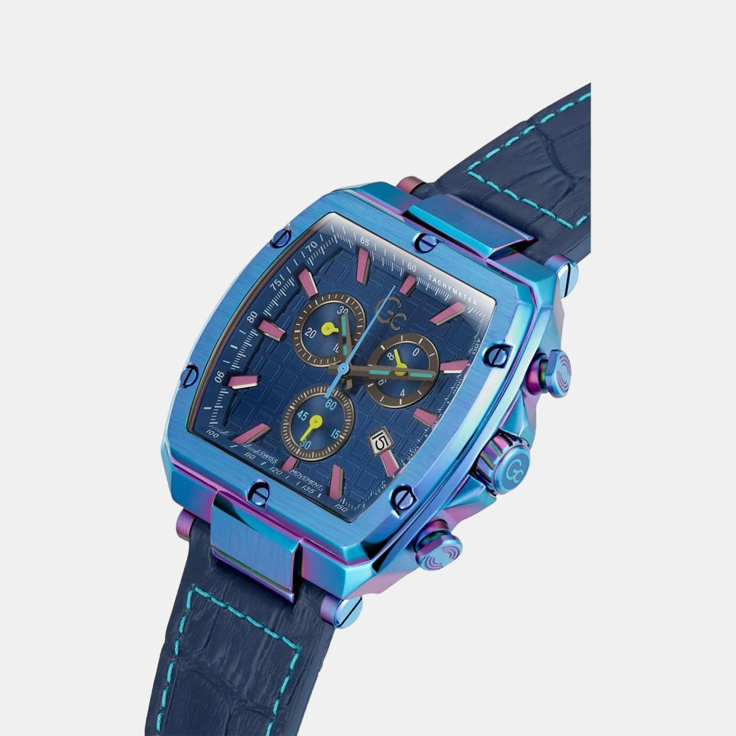 Men Quartz Blue Dial Chronograph Leather Watch Y83010G2MF - Image 4