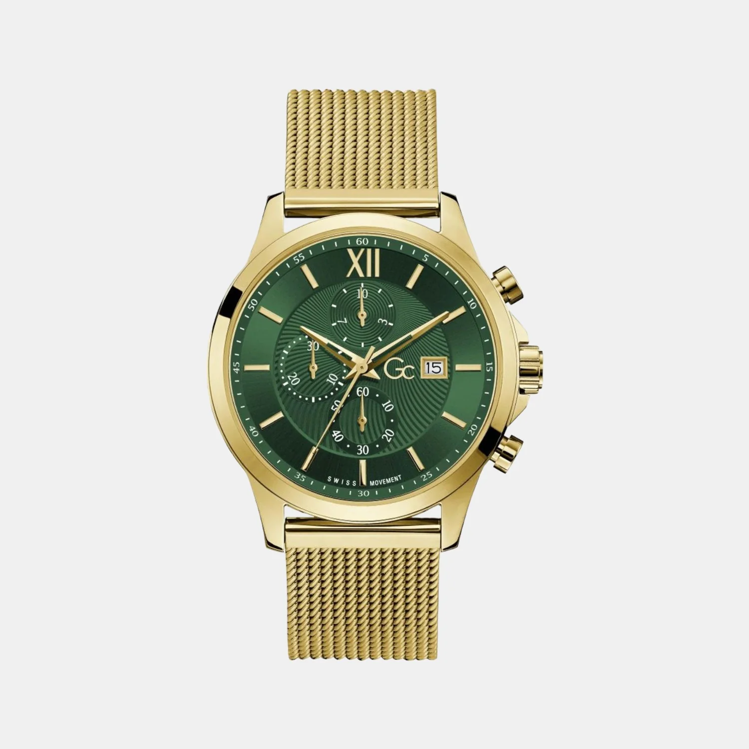Men Quartz Green Dial Chronograph Stainless Steel Watch Y27013G9MF