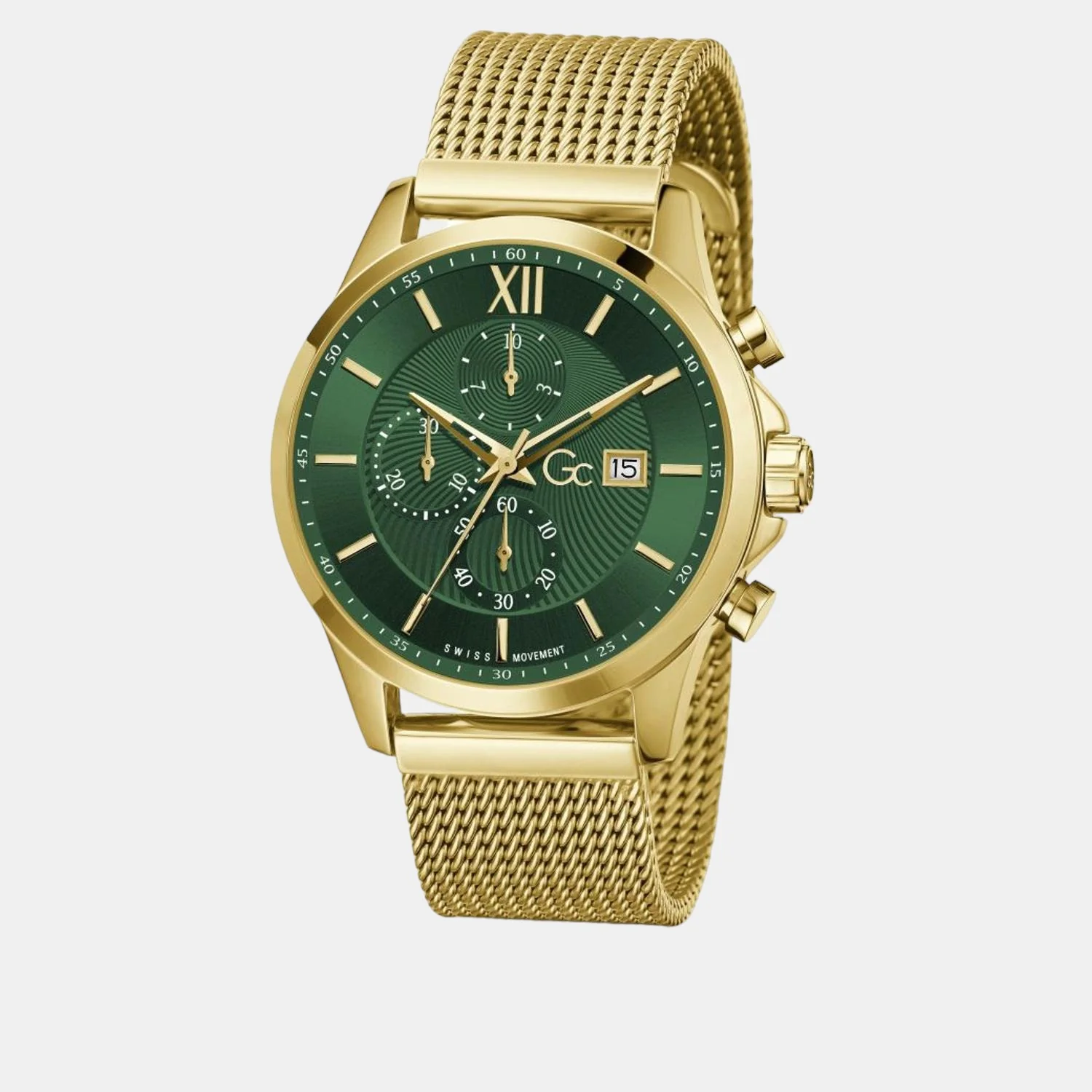 Men Quartz Green Dial Chronograph Stainless Steel Watch Y27013G9MF - Image 2