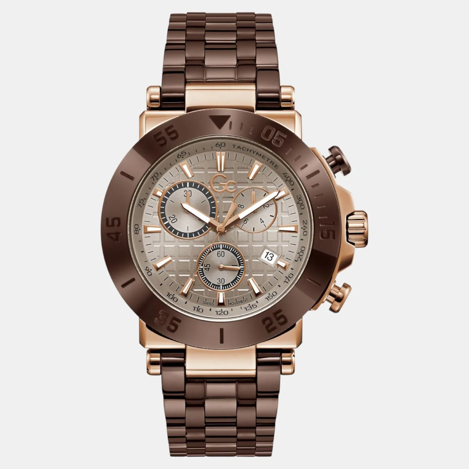 One Men Quartz Beige Dial Chronograph Stainless Steel Watch Y70010G1 - Image 3