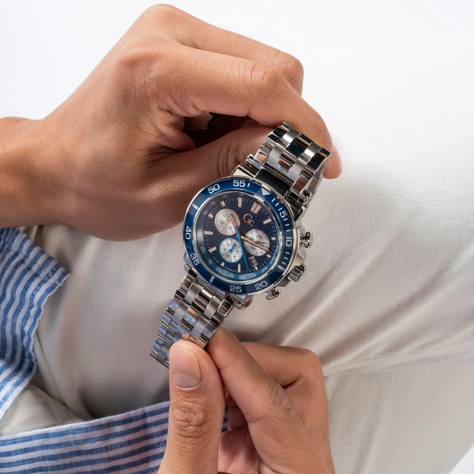 One Sport Chrono Men Quartz Blue Dial Chronograph Stainless Steel Watch Z14011G7MF - Image 6
