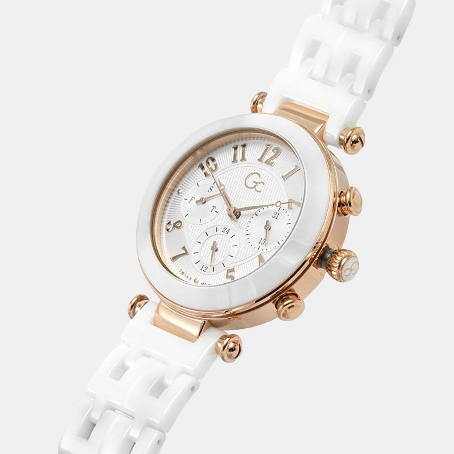 PrimeChic Women Quartz White Dial Chronograph Ceramic Watch Y65001L1MF - Image 6
