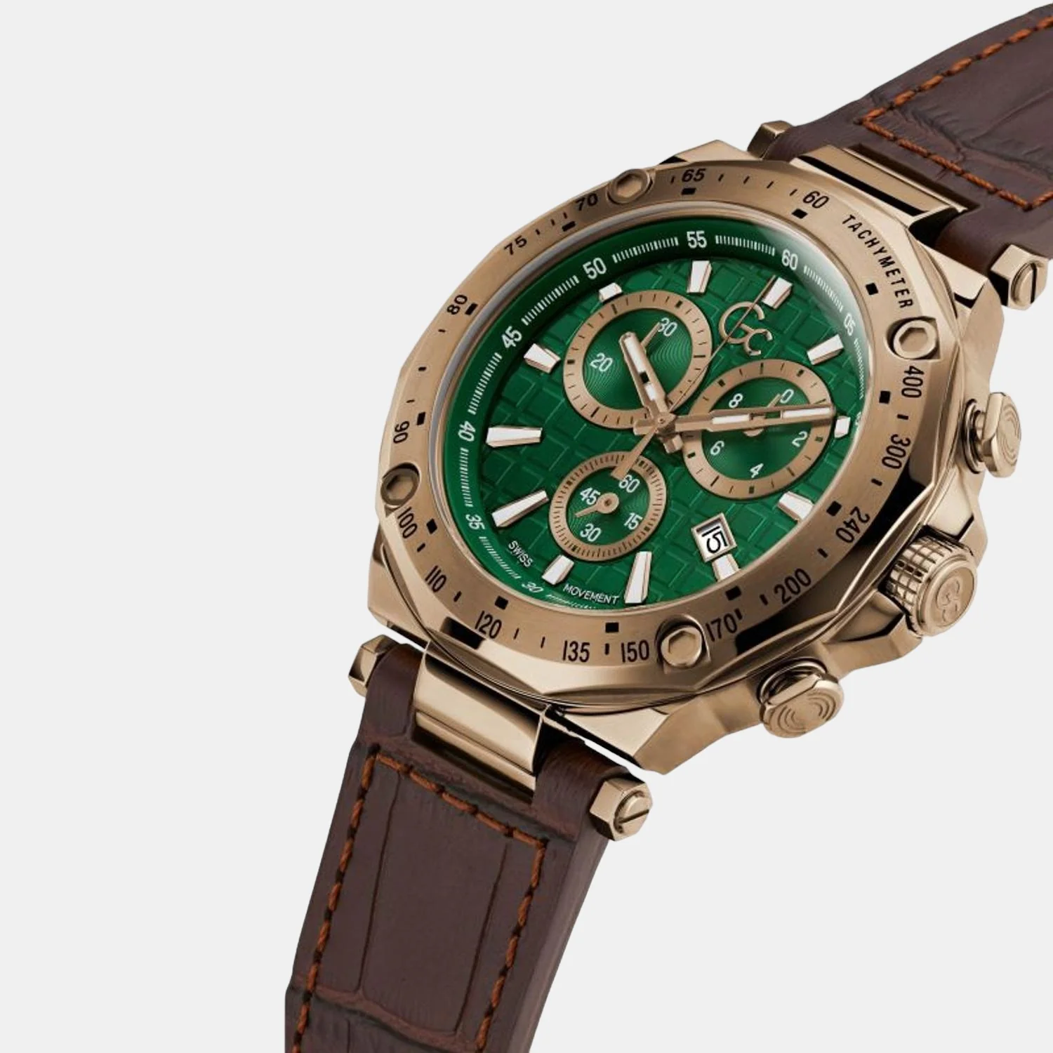 Spirit Sport Chrono Men Quartz Green Dial Chronograph Leather Watch Y81009G9MF - Image 3
