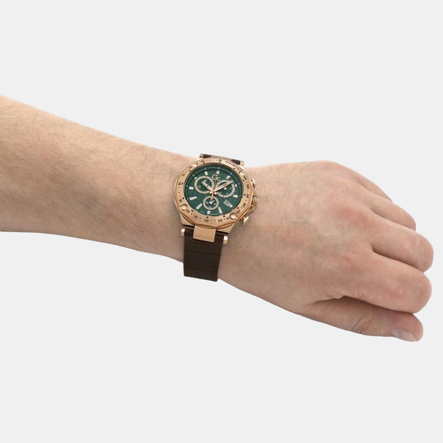 Spirit Sport Chrono Men Quartz Green Dial Chronograph Leather Watch Y81009G9MF - Image 6