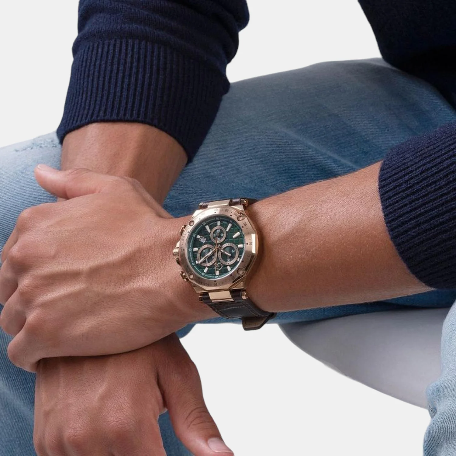 Spirit Sport Chrono Men Quartz Green Dial Chronograph Leather Watch Y81009G9MF - Image 9