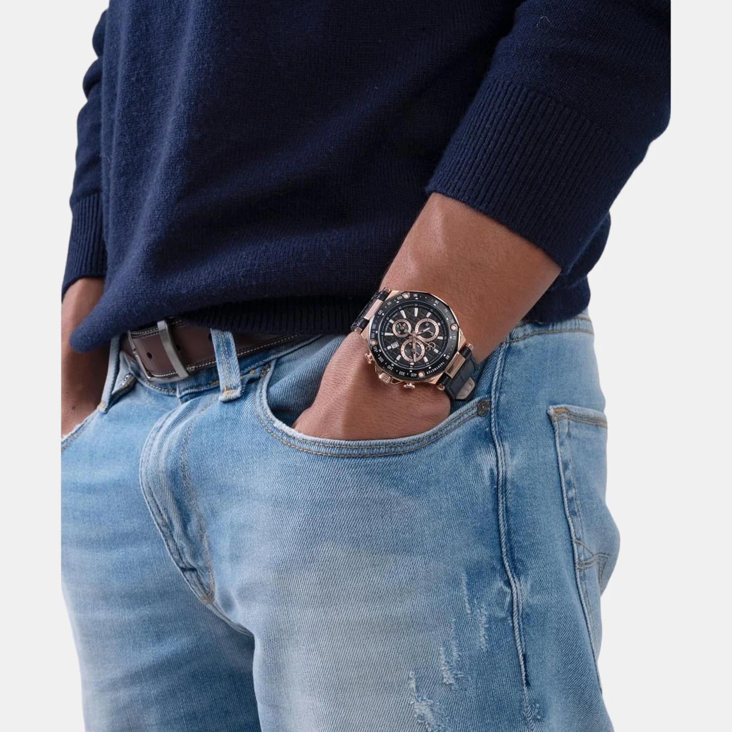 SPIRIT SPORT Men Quartz Black Dial Chronograph Leather Watch Y81004G2MF - Image 8
