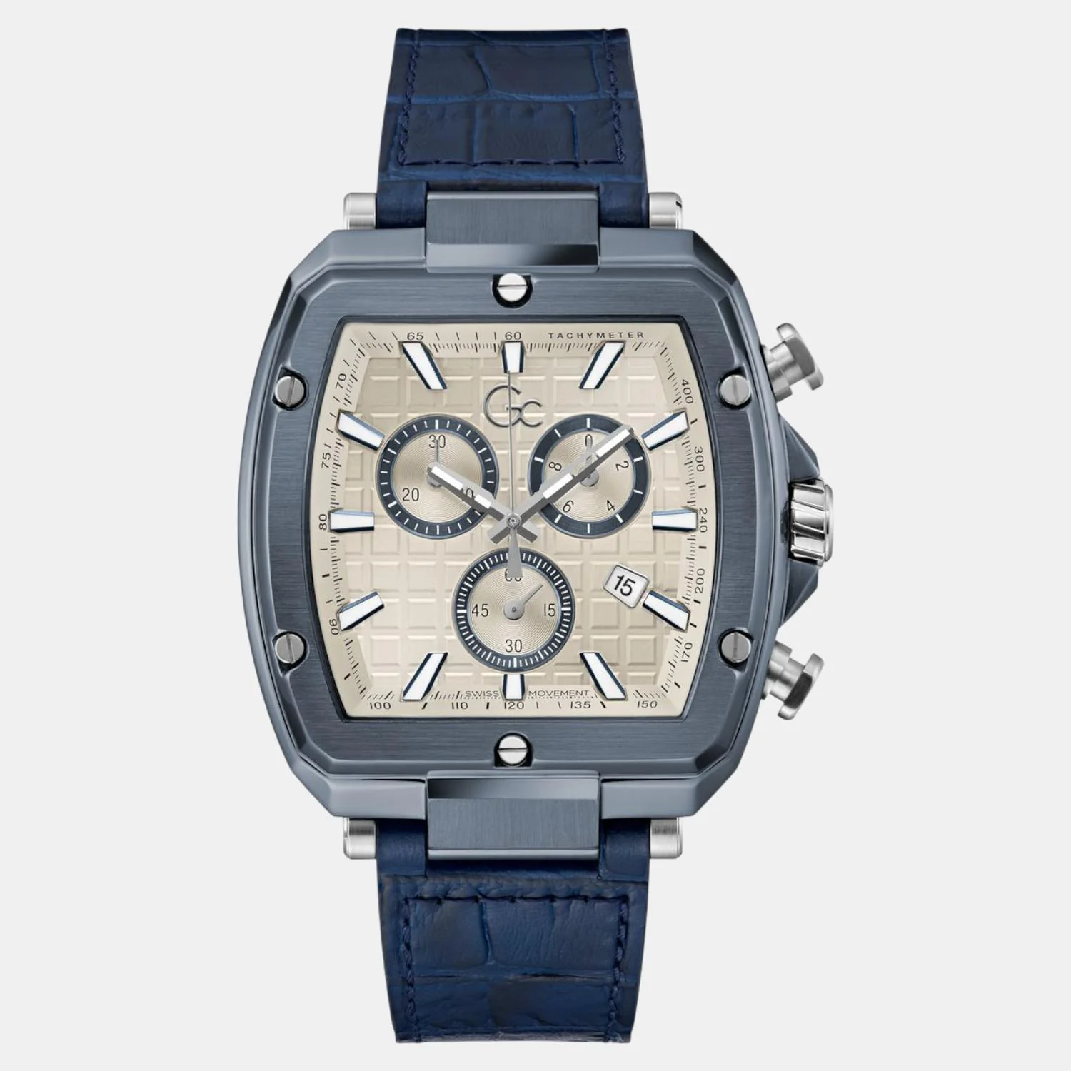Spirit Tonneau Men Quartz Beige Dial Chronograph Flexstrap Leather Watch Y83013G1 - Image 3
