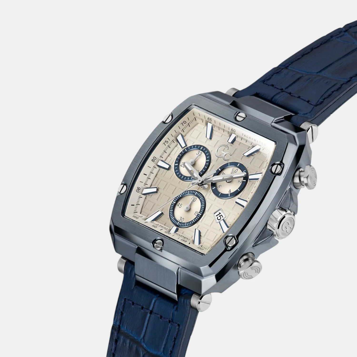 Spirit Tonneau Men Quartz Beige Dial Chronograph Flexstrap Leather Watch Y83013G1 - Image 5