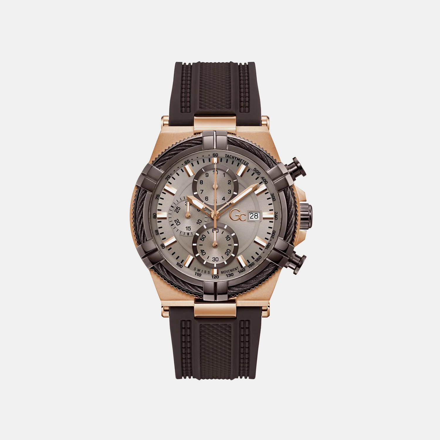 Sportchic Men Quartz Beige Dial Chronograph Silicone Watch Z76004G7