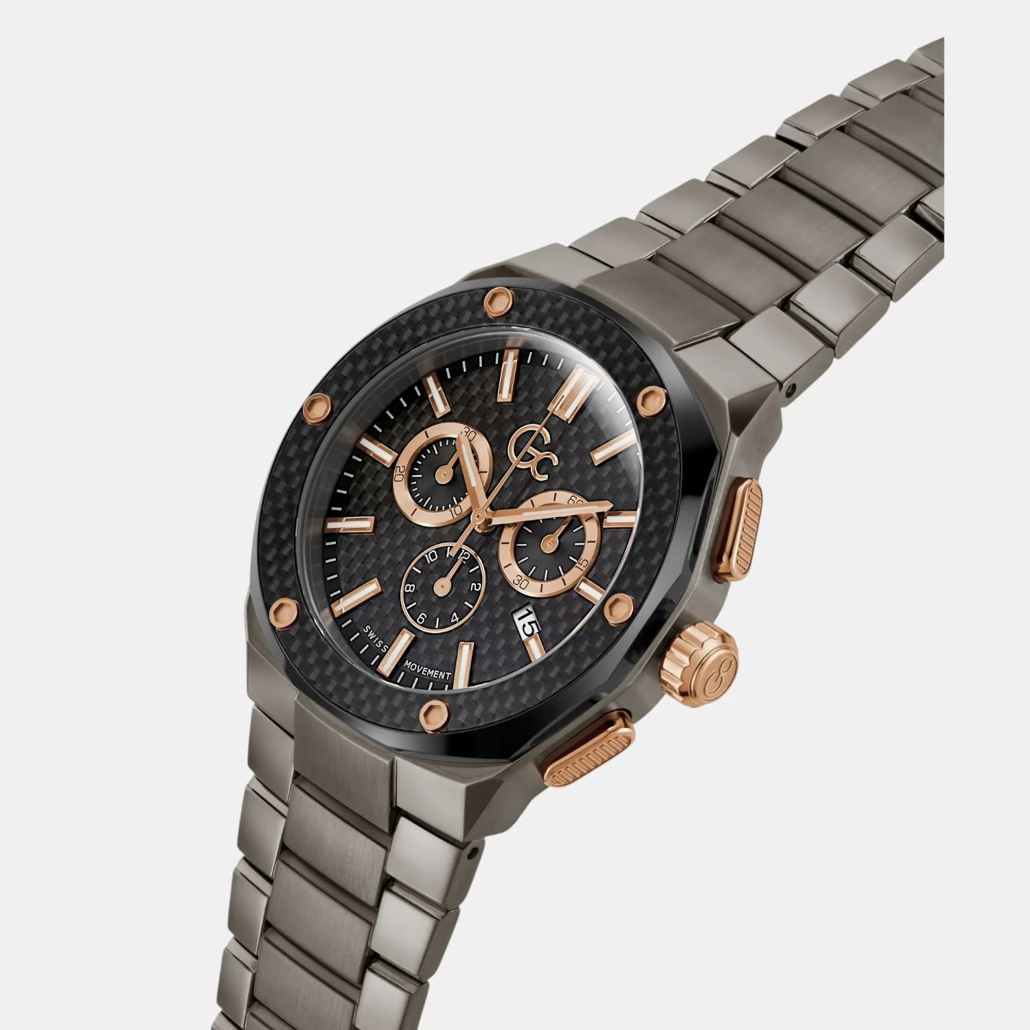 Fiber Men Quartz Black Dial Chronograph Stainless Steel Watch Z37002G2MF - Image 4