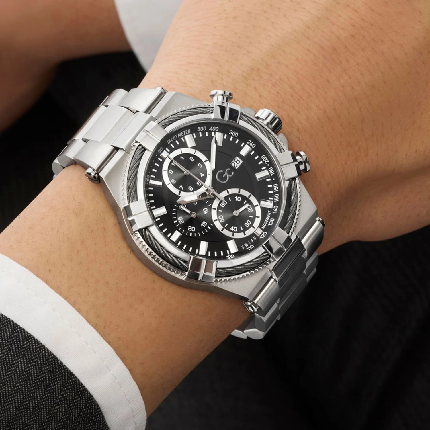 Sportchic Men Quartz Black Dial Chronograph Stainless Steel Watch Z76001G2 - Image 5