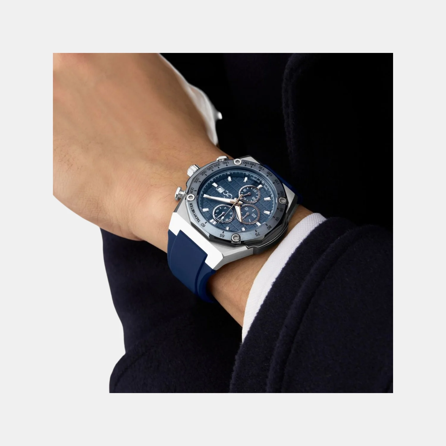 Sportchic Men Quartz Blue Dial Chronograph Silicone Watch Z68003G7 - Image 6