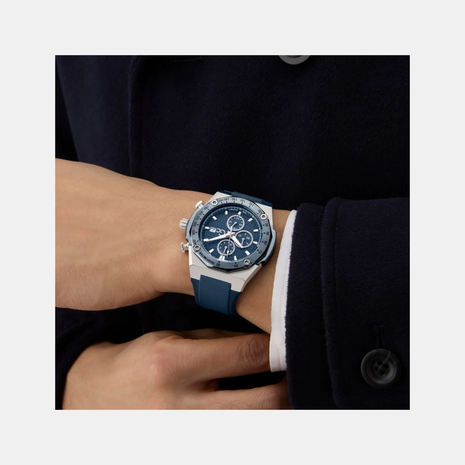 Sportchic Men Quartz Blue Dial Chronograph Silicone Watch Z68003G7 - Image 8