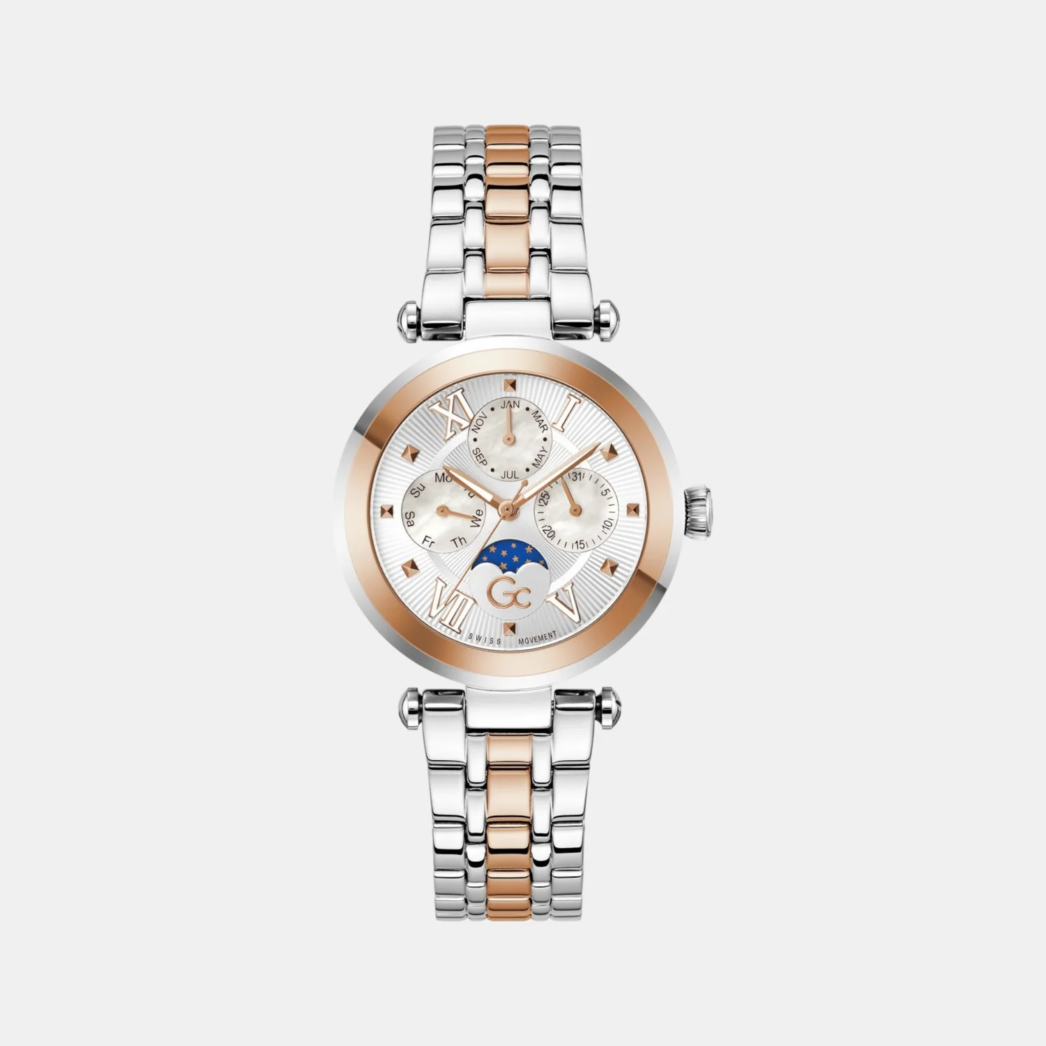 Sportchic Women Quartz White Dial Multi-Function Stainless Steel Watch Z62001L1