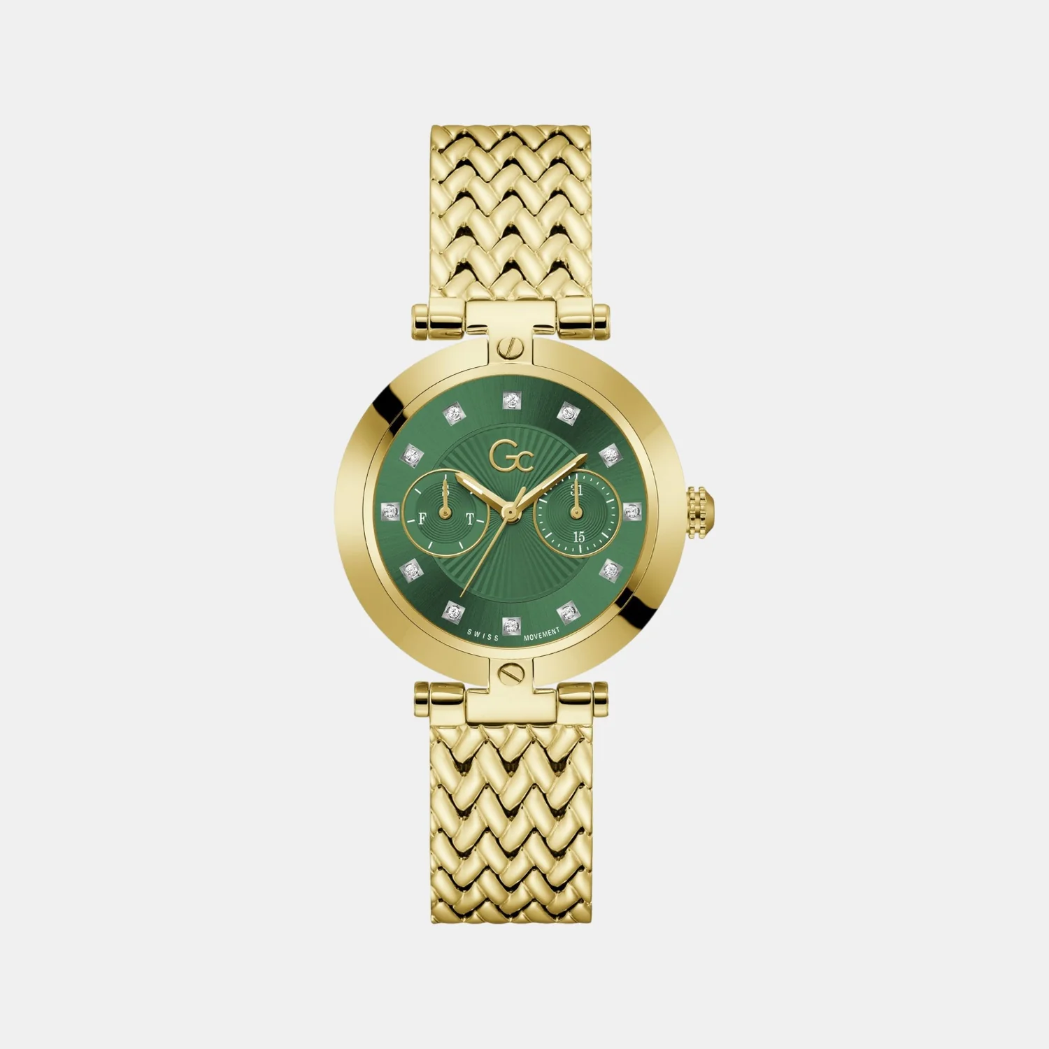Vogue Large Women Quartz Green Dial Multi-Function Stainless Steel Watch Z21007L1MF