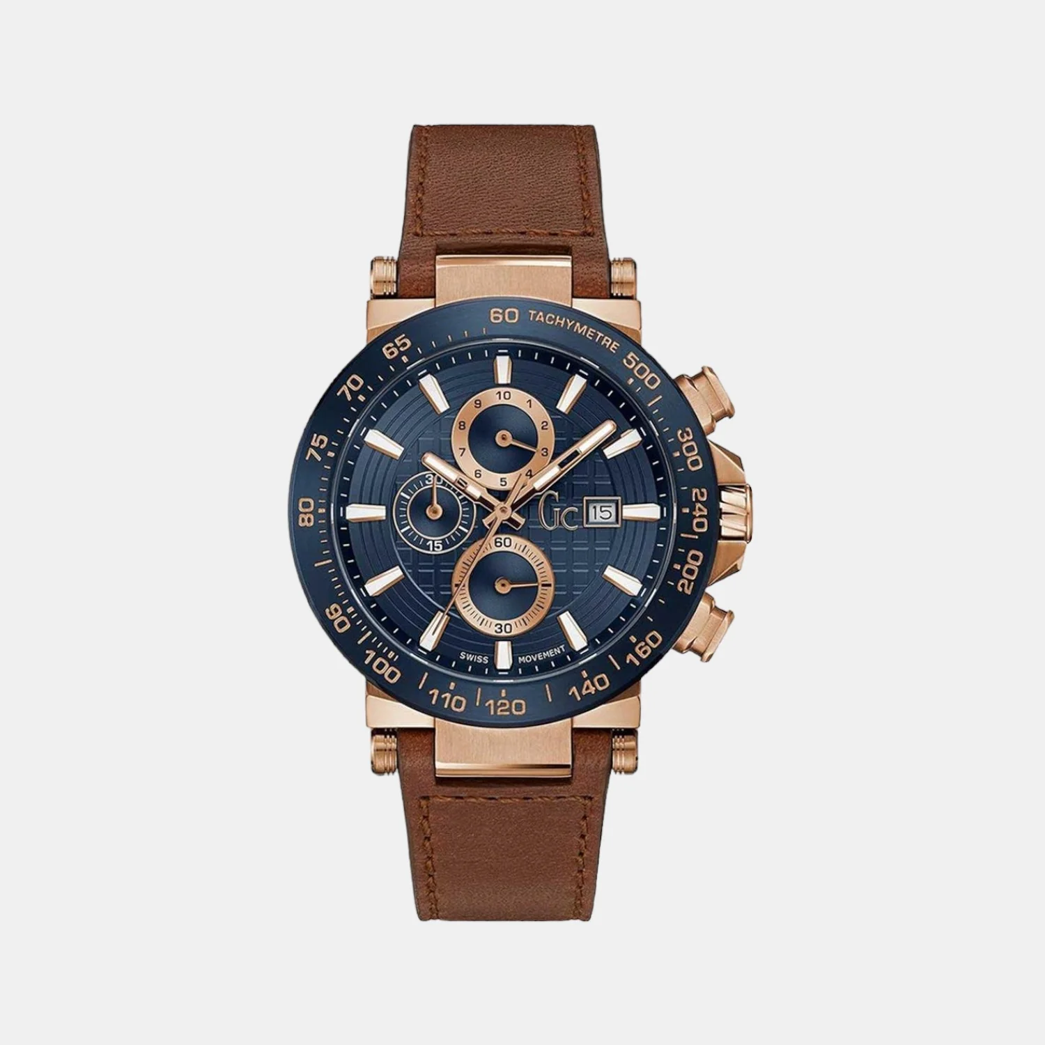 Women Quartz Blue Dial Chronograph Leather Watch Y37002G7