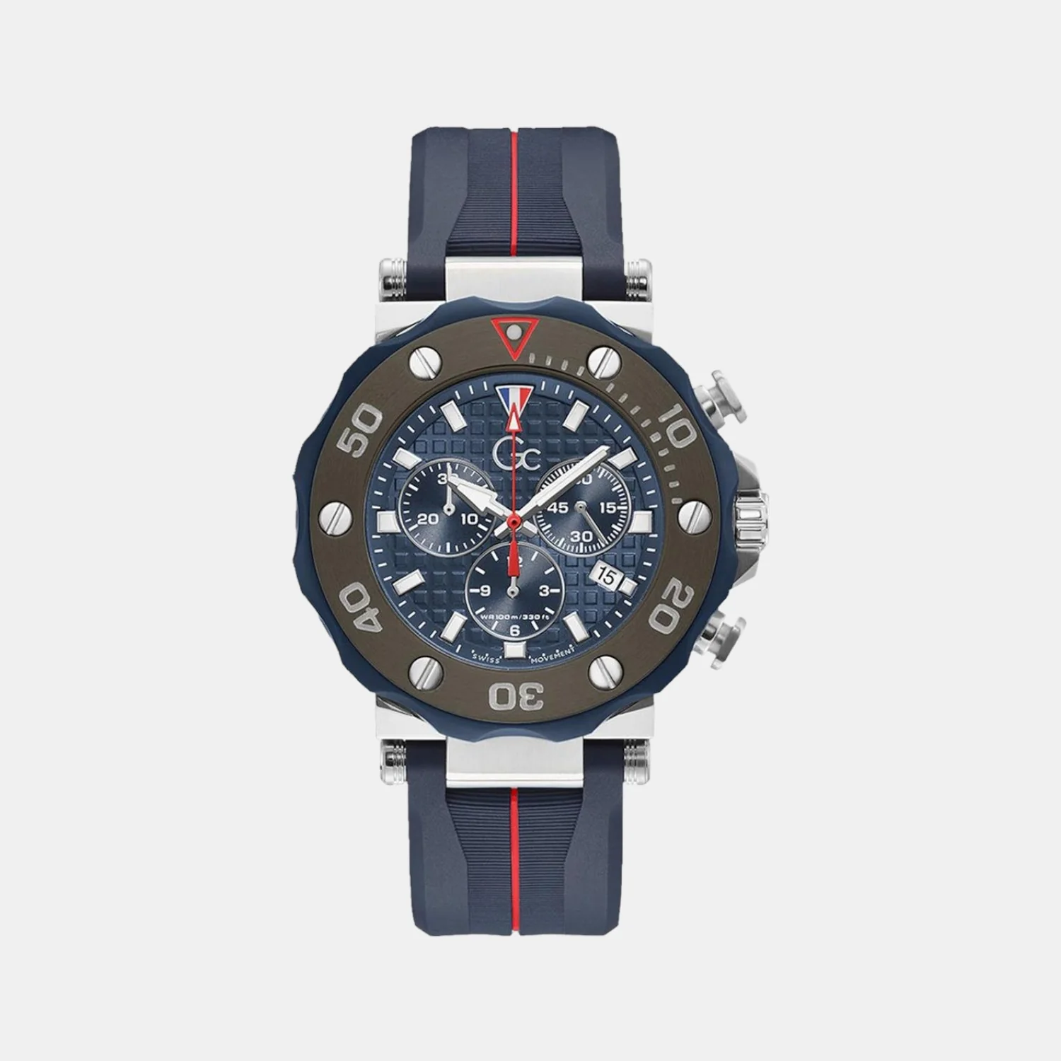 Women Quartz Blue Dial Chronograph Silicone Watch Y63005G7MF