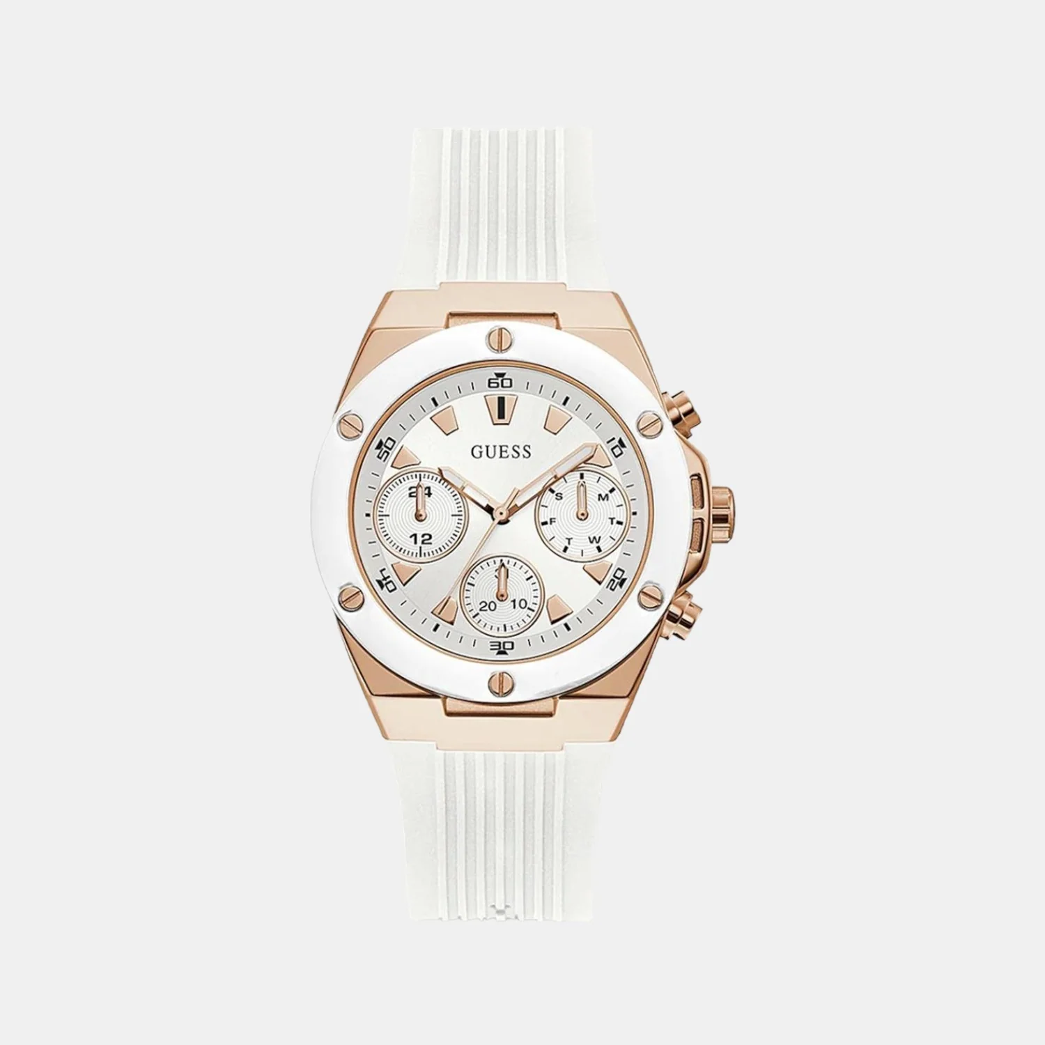 Women Quartz White Dial Chronograph Silicone Watch GW0030L3