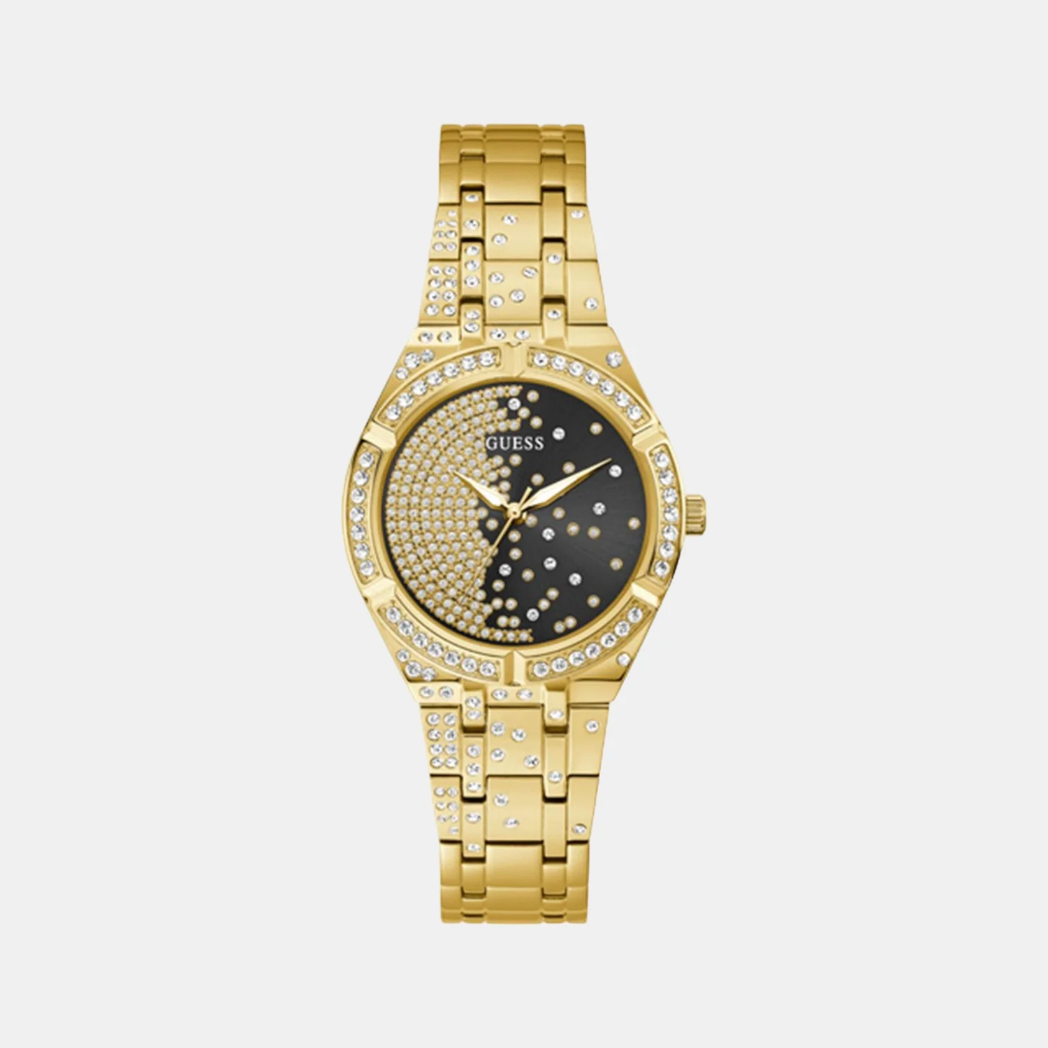 After glow Women Quartz Gold Dial Analog Stainless Steel Watch GW0312L2