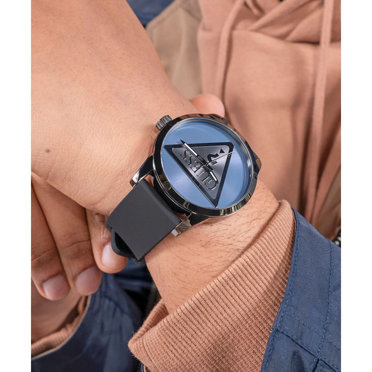 Badge Men Quartz Blue Dial Analog Leather Watch GW0781G5 - Image 9