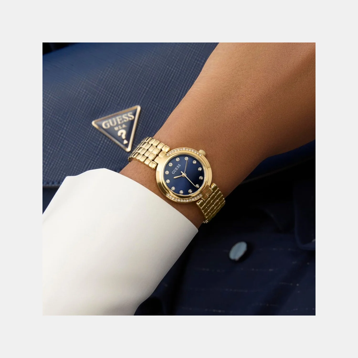 Clara Women Quartz Blue Dial Analog Recycled Steel Watch GW0930L4 - Image 6