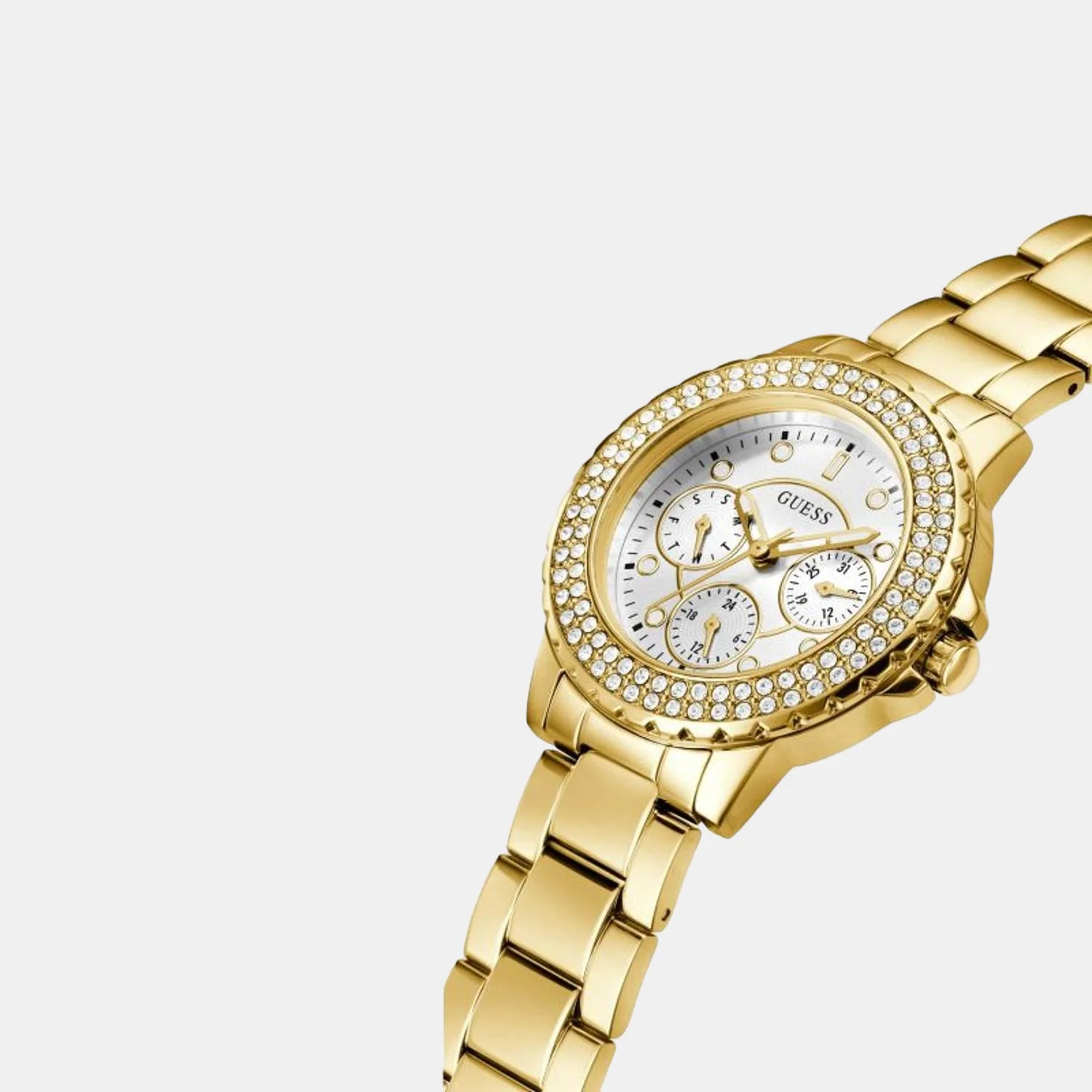 Crown Jewel Women Quartz Gold Dial Chronograph Stainless Steel Watch GW0410L2 - Image 4