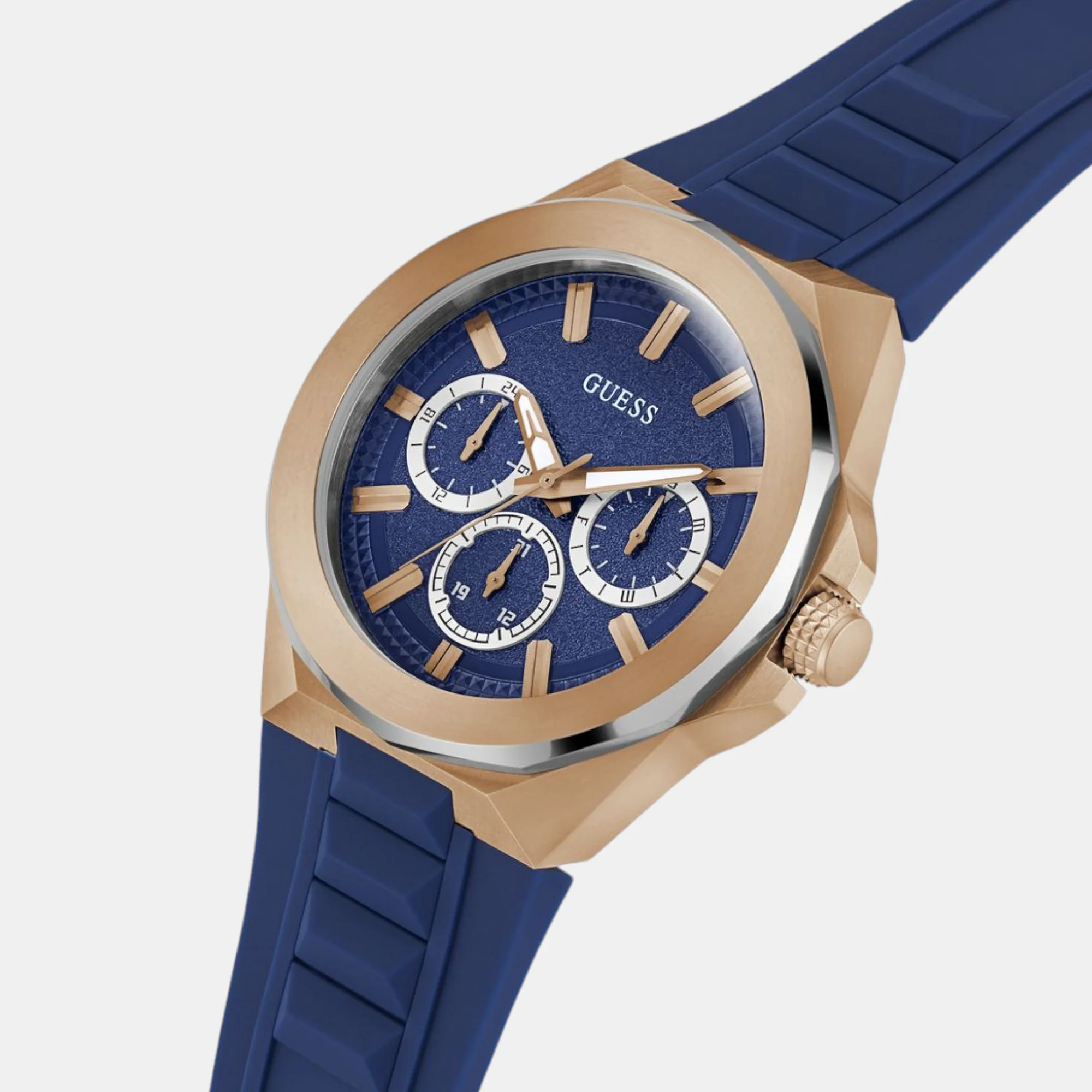 Dashboard Men Quartz Blue Dial Multi-Function Silicone Watch GW0799G2 - Image 4