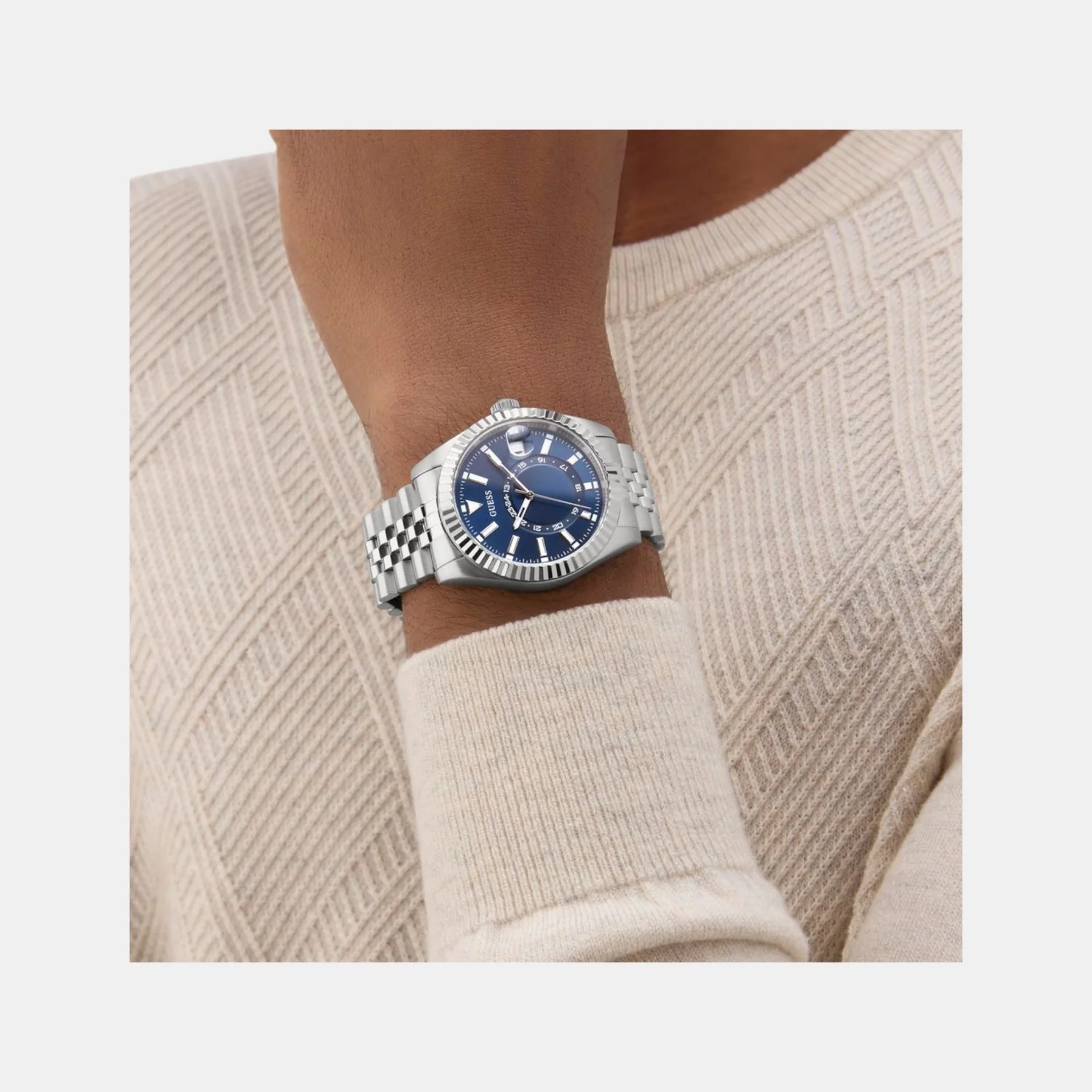 Dress Men Quartz Blue Dial Analog Recycled Steel Watch GW0977G1 - Image 8