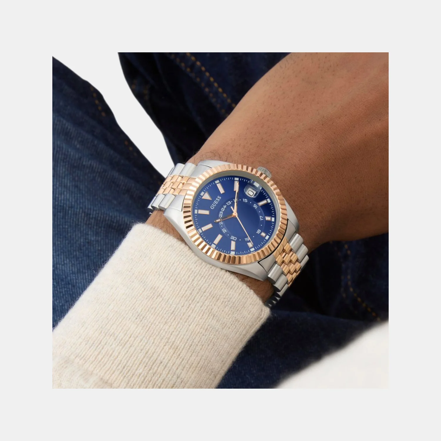 Dress Men Quartz Blue Dial Analog Recycled Steel Watch GW0977G5 - Image 7