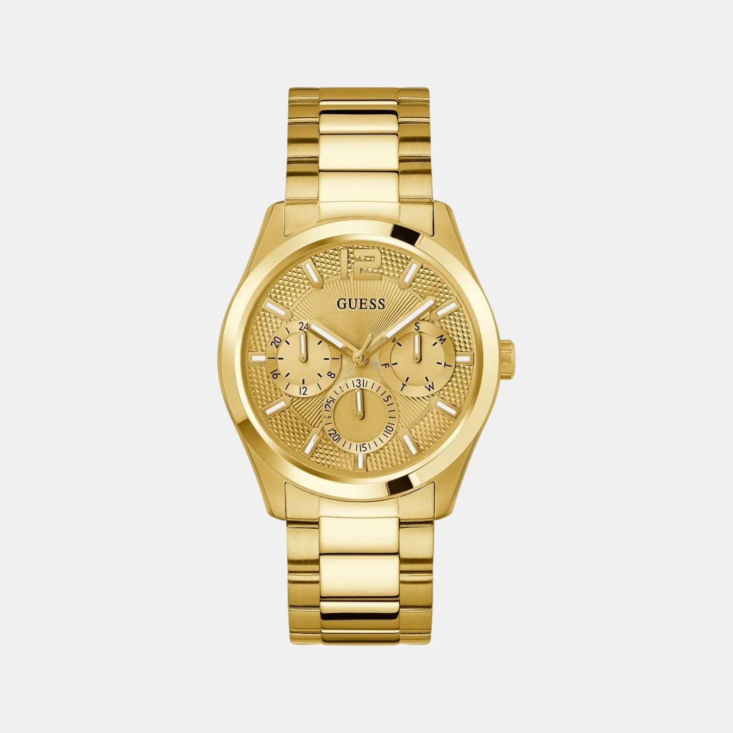 Dress Men Quartz Champagne Dial Multi-Function Stainless Steel Watch GW0707G3