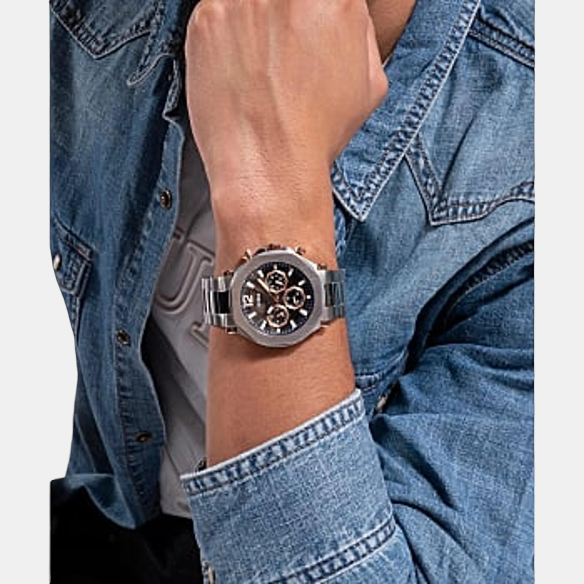 Edge Men Quartz Blue Dial Chronograph Stainless Steel Watch GW0539G1 - Image 4