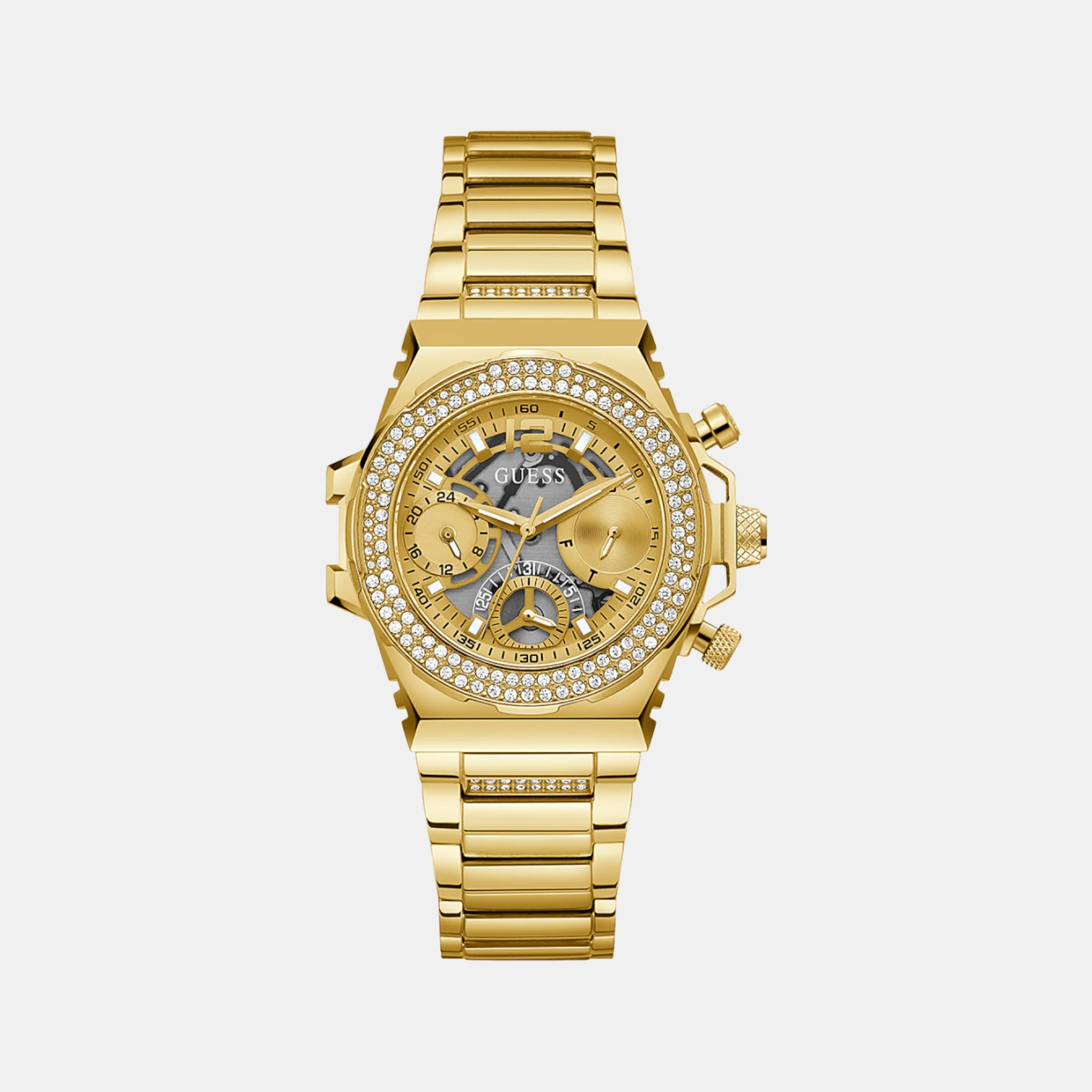 Fusion Women Quartz Gold Dial Chronograph Stainless Steel Watch GW0552L2