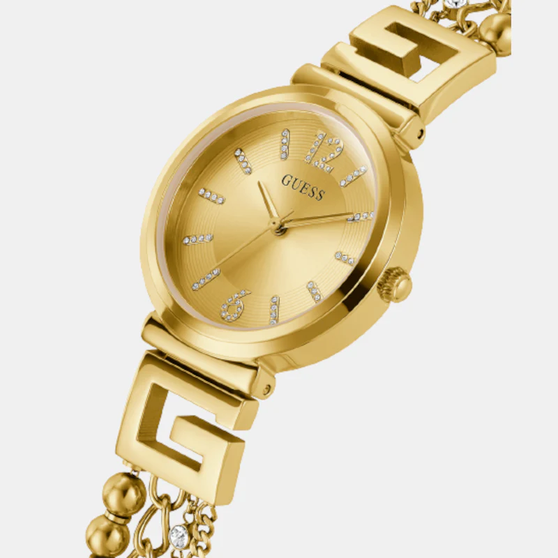 G Cluster Women Quartz Beige Dial Analog Stainless Steel Watch GW0545L2 - Image 5