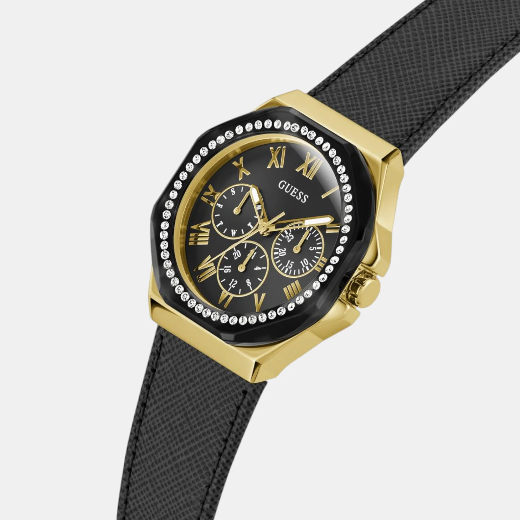 Glaze Women Quartz Black Dial Multi-Function Leather Watch GW0753L4 - Image 4