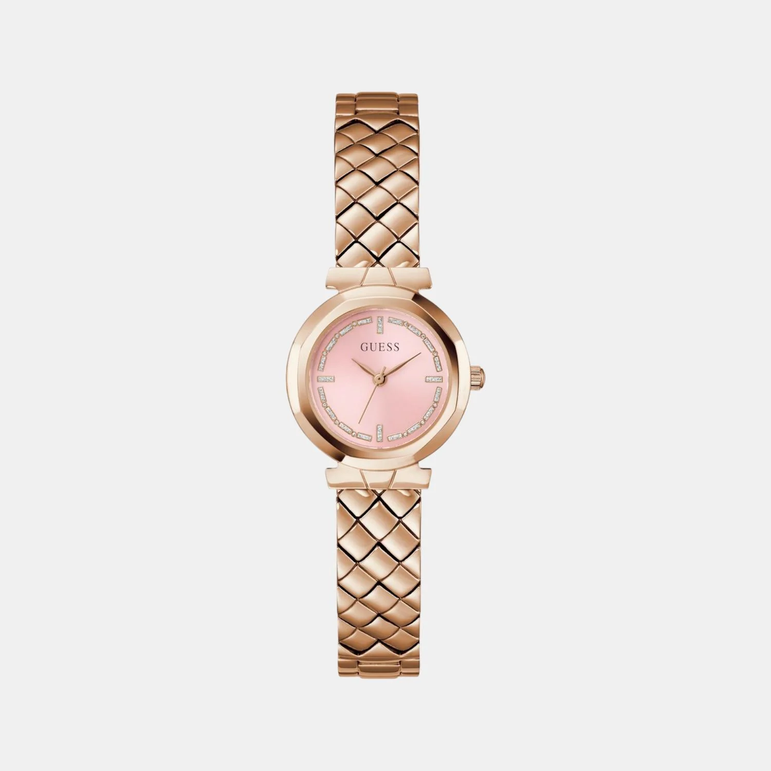 Guess Bejeweled Women Quartz Pink Dial Analog Stainless Steel Watch GW0839L3