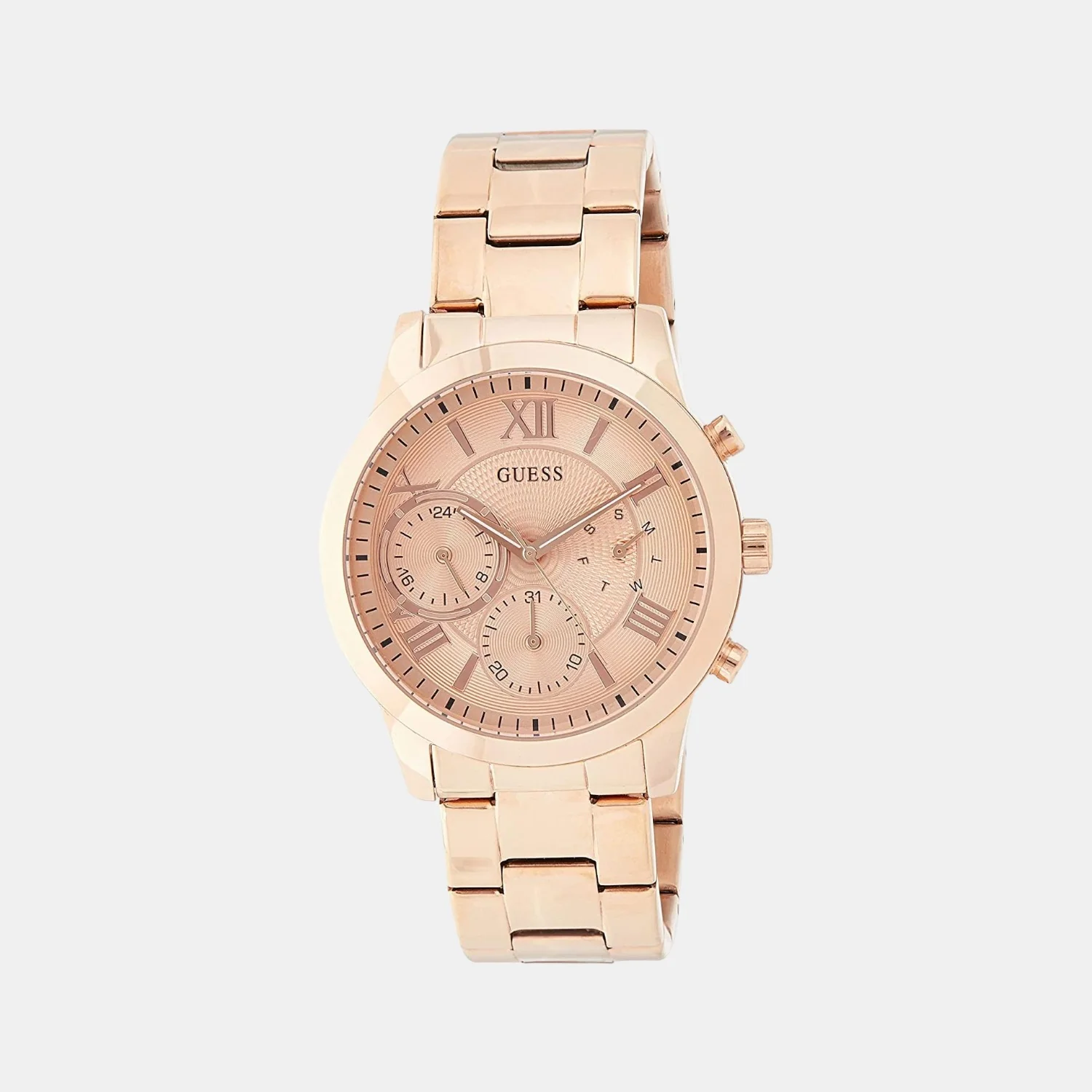 Guess Dress Women Quartz Rose Gold Dial Chronograph Stainless Steel Watch W1070L3