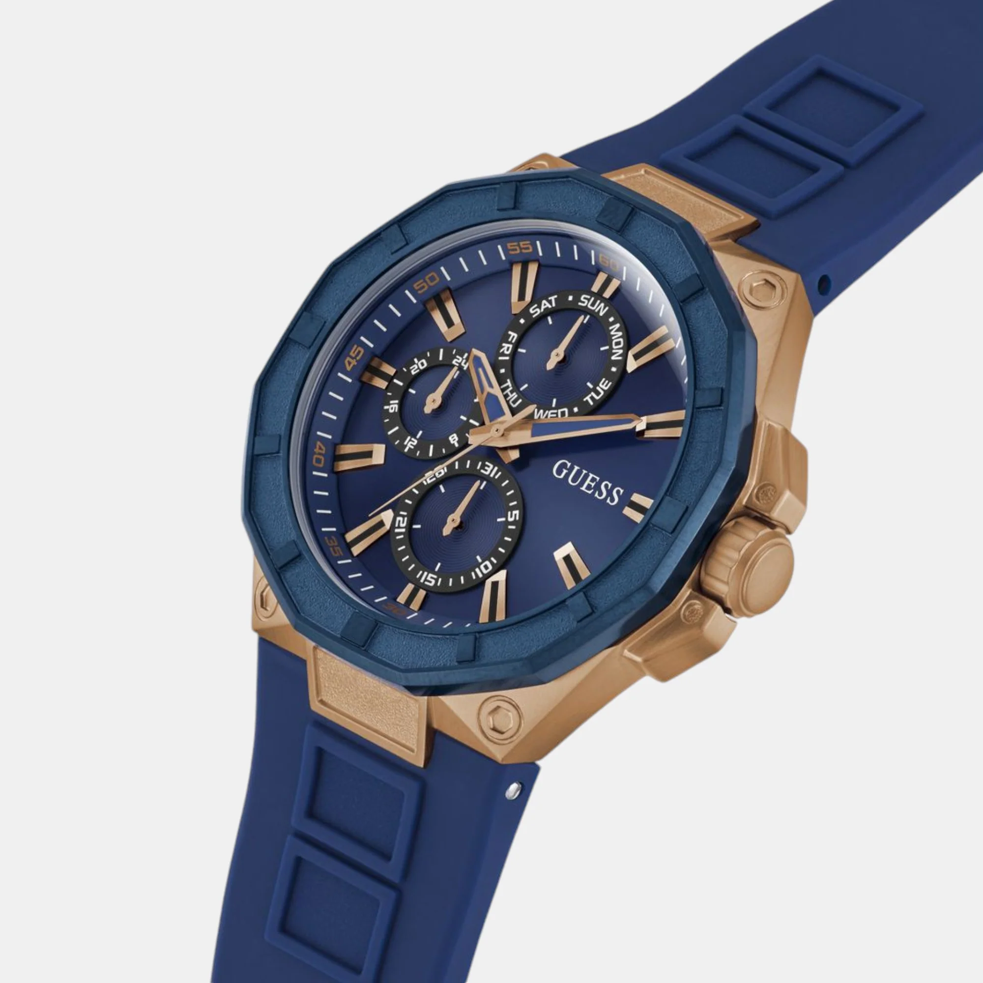 Guess Sport Men Quartz Blue Dial Multi-Function Silicone Watch GW0803G2 - Image 4