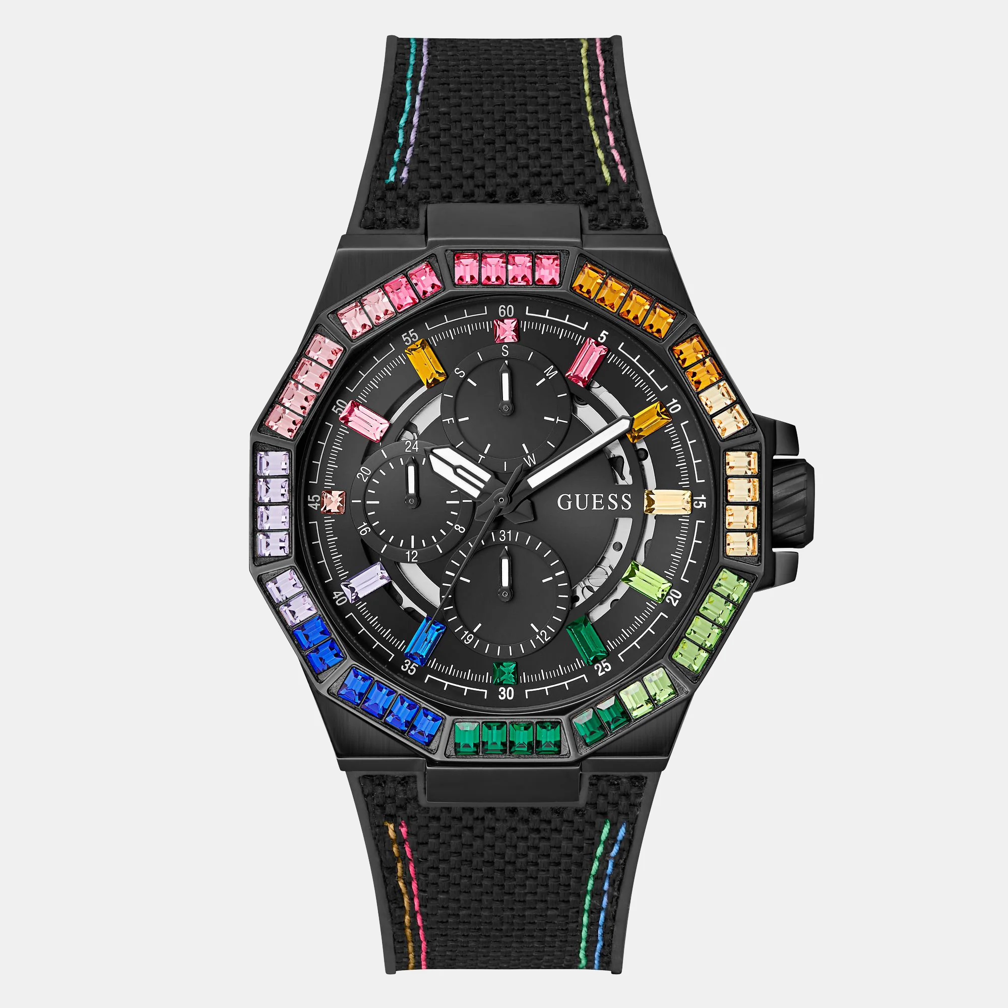 Guess Trend Men Quartz Black Dial Analog Silicone Watch GW0701G1