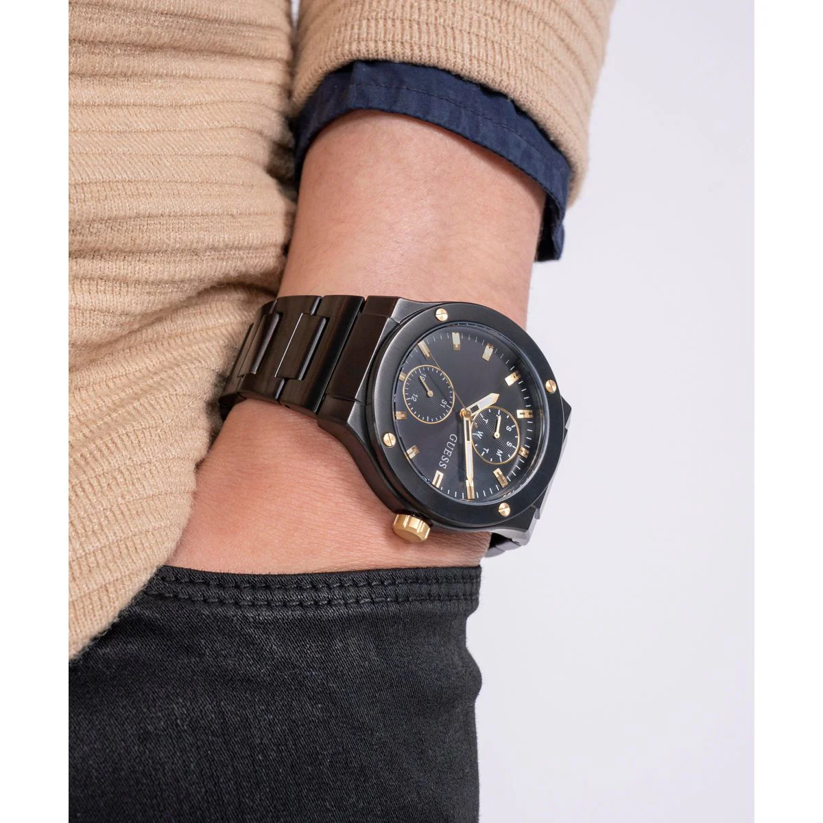 Jet Men Quartz Black Dial Multi-Function Stainless Steel Watch GW0795G3 - Image 7