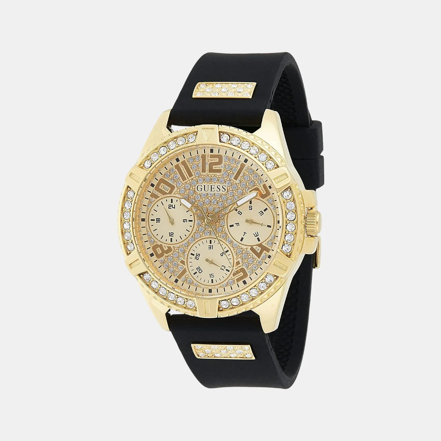 Lady Frontier Women Quartz Gold Dial Chronograph Silicone Watch W1160L1