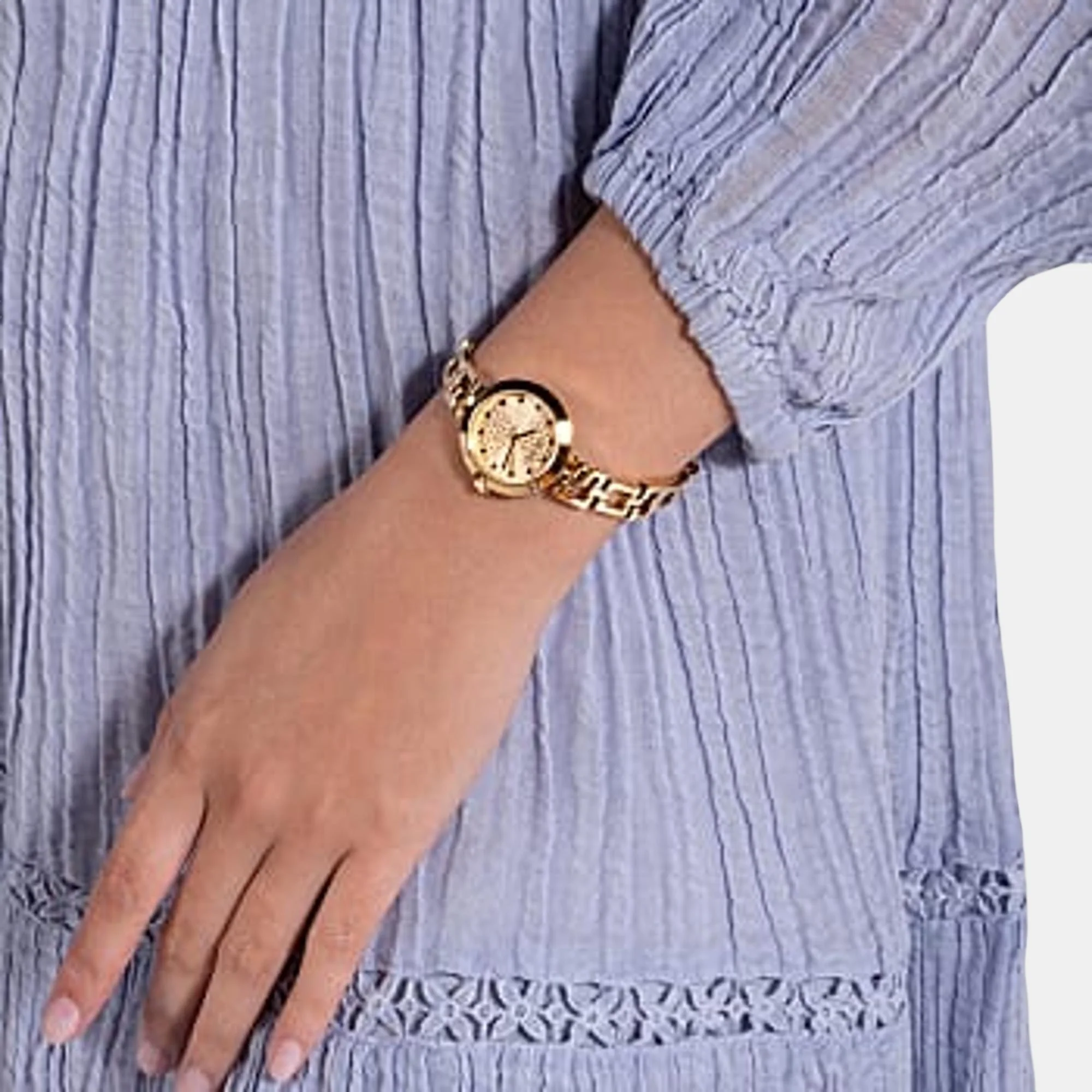 Lady G Women Quartz Gold Dial Analog Stainless Steel Watch GW0549L2 - Image 4