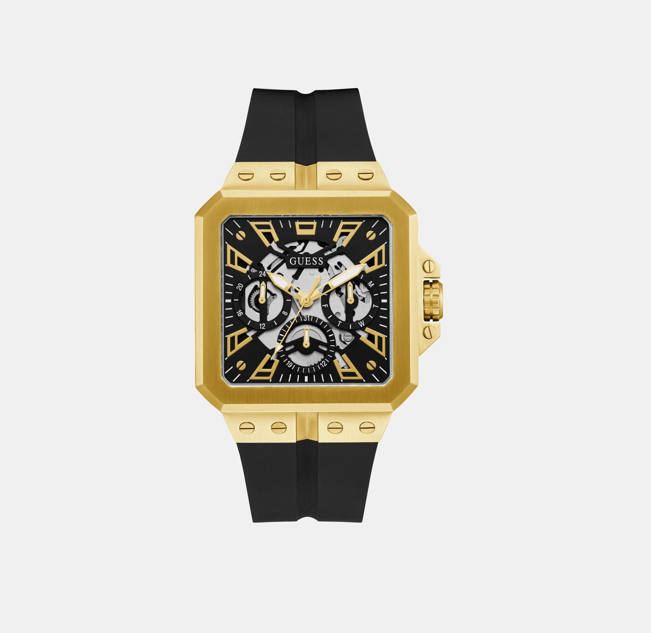 Leo Men Quartz Black Dial Analog Silicone Watch GW0637G2