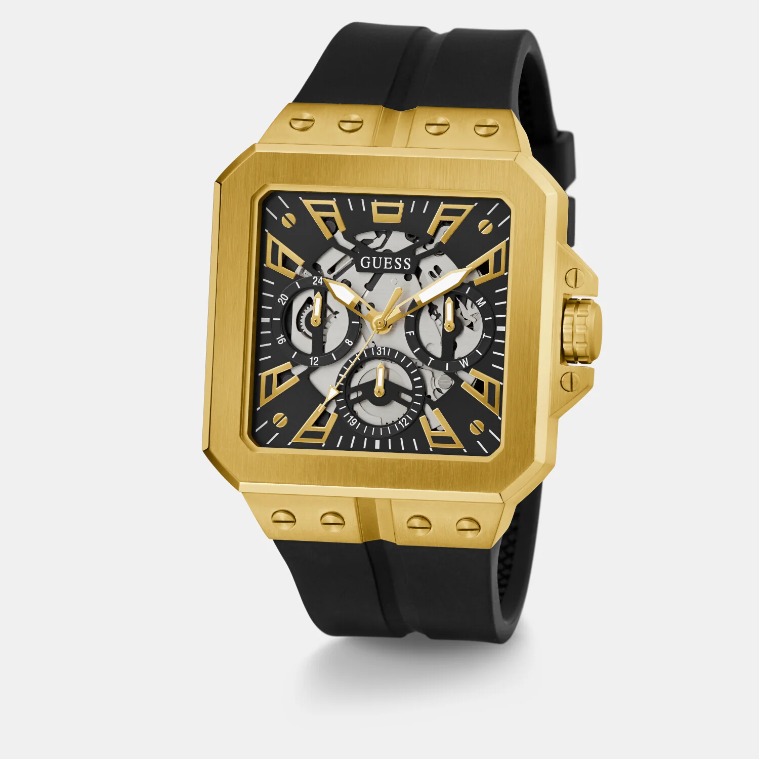 Leo Men Quartz Black Dial Analog Silicone Watch GW0637G2 - Image 5