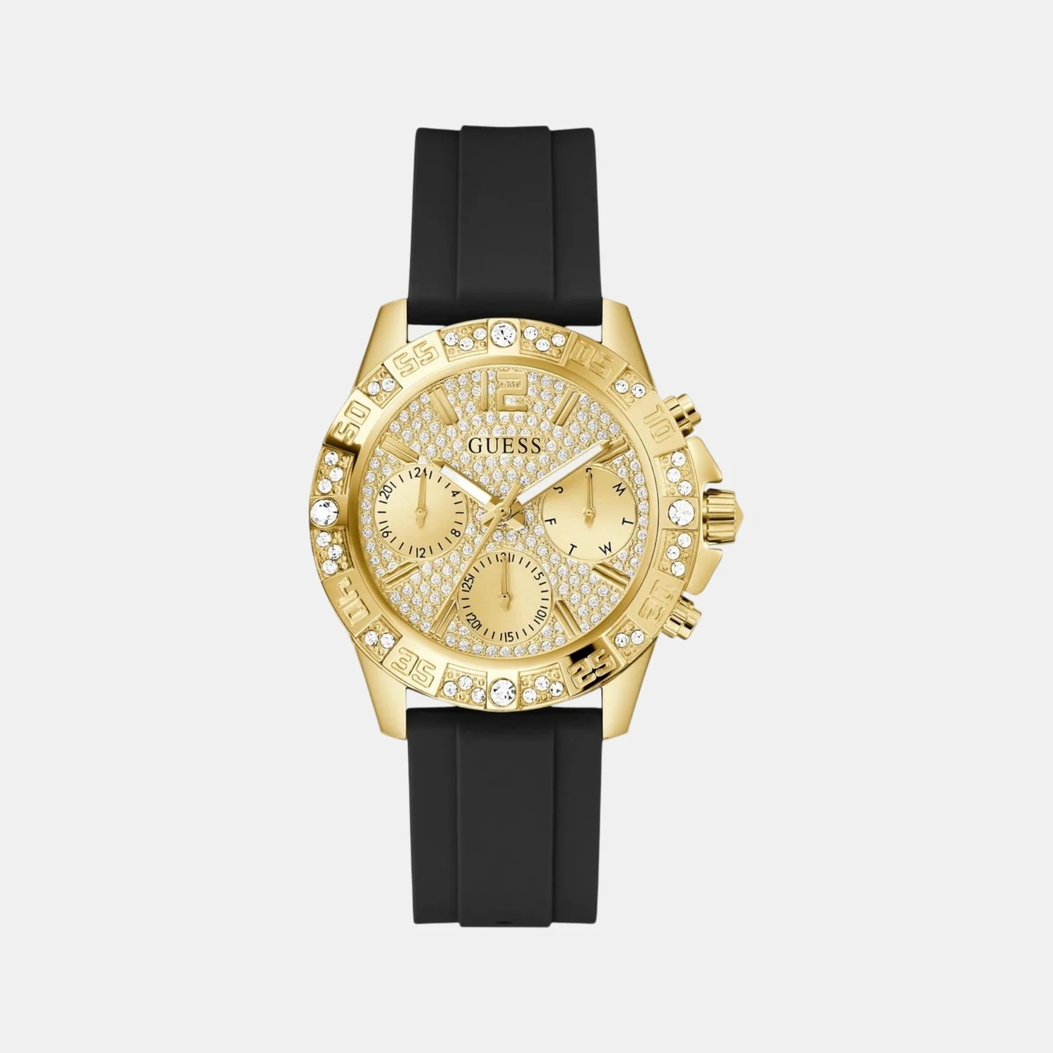 Majesty Women Quartz Champagne Dial Multi-Function Silicone Watch GW0772L5