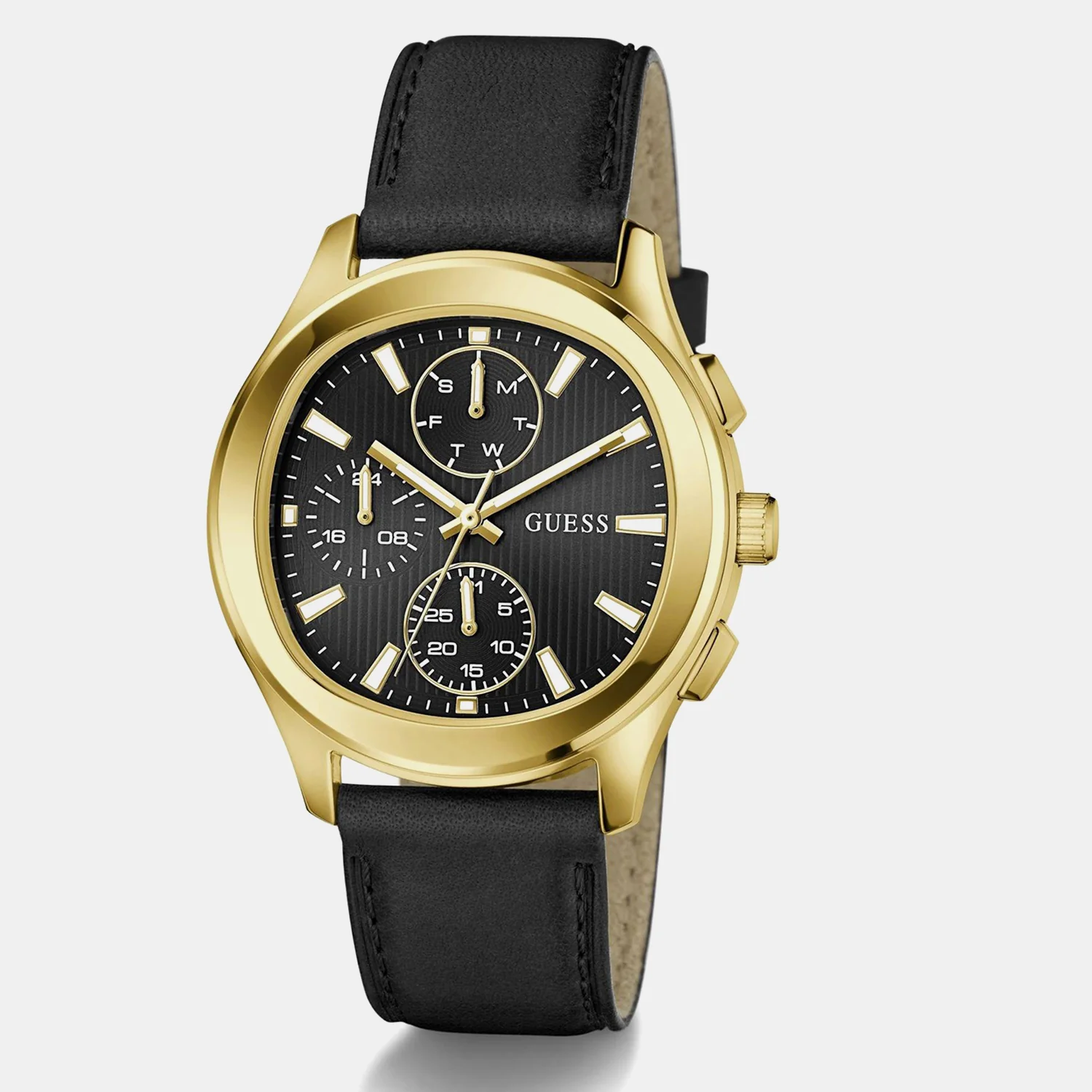 Men Quartz Black Dial Chronograph Leather Watch GW1049G2 - Image 2