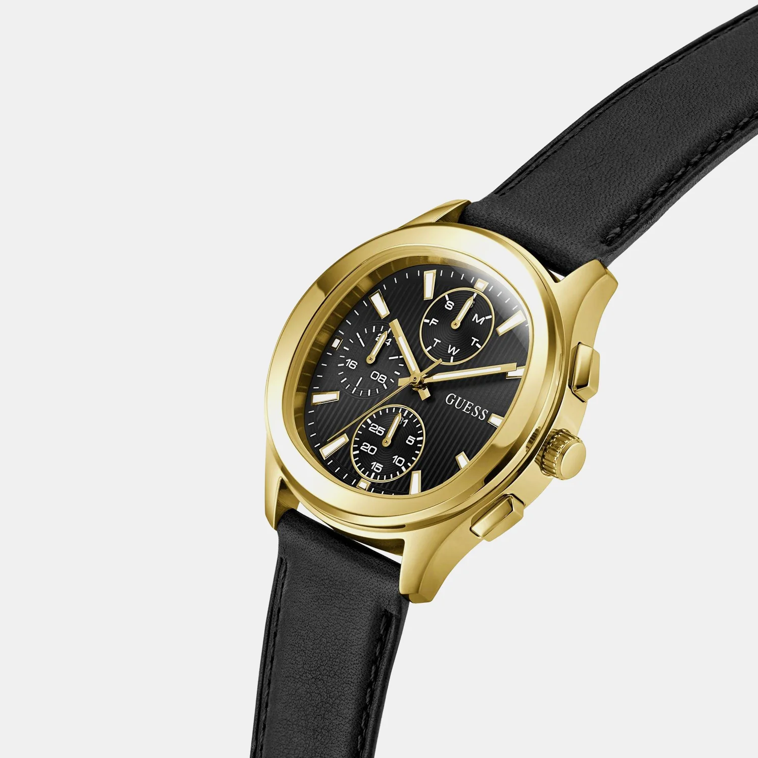Men Quartz Black Dial Chronograph Leather Watch GW1049G2 - Image 3